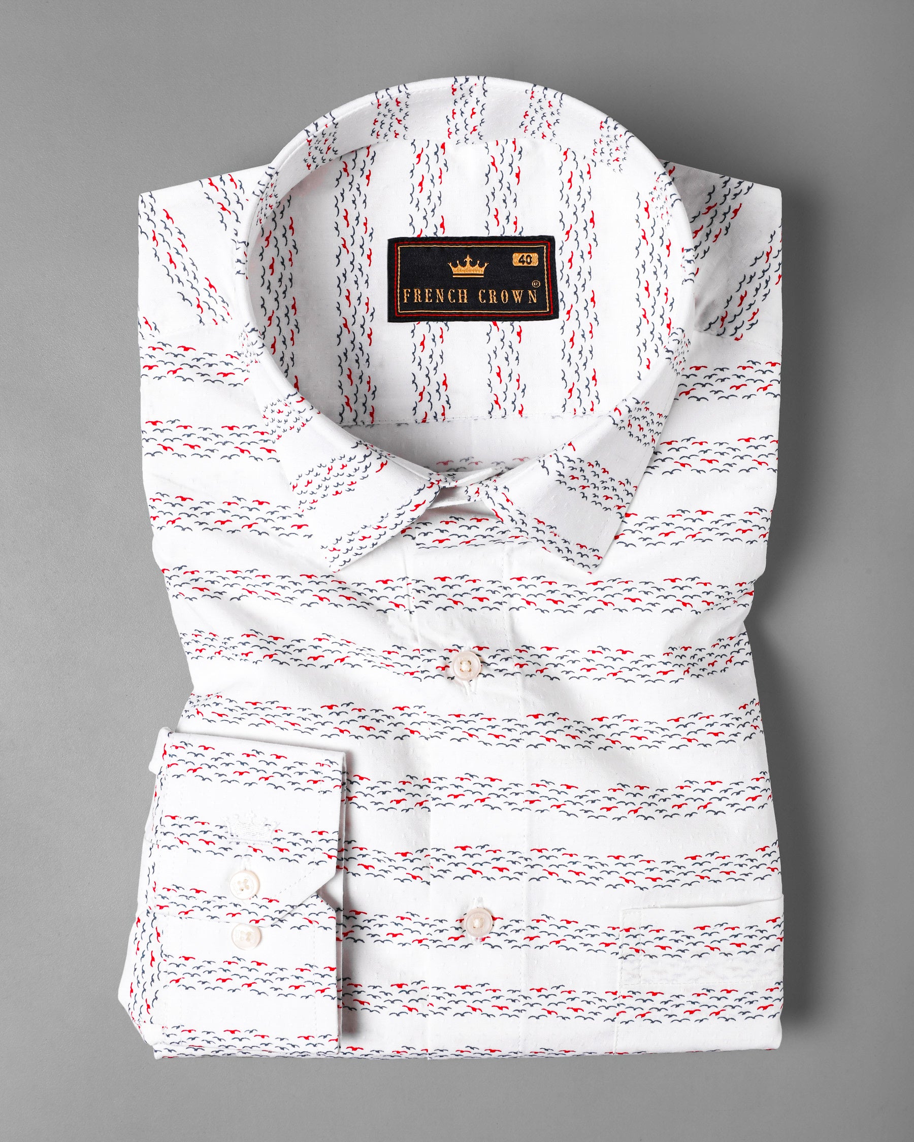 White Doby with Design Striped Premium Giza Cotton Shirt