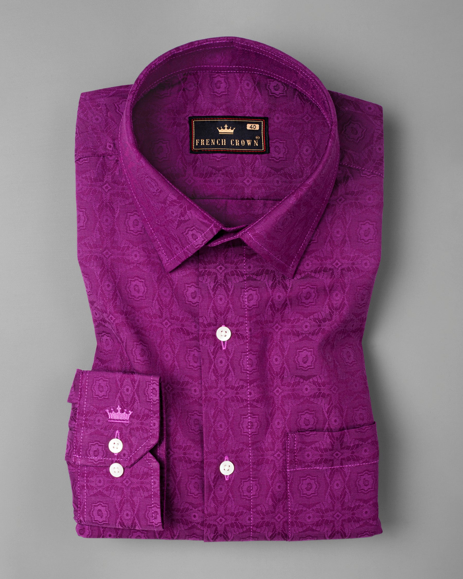 Tyrian Purple Jacquard Textured Shirt