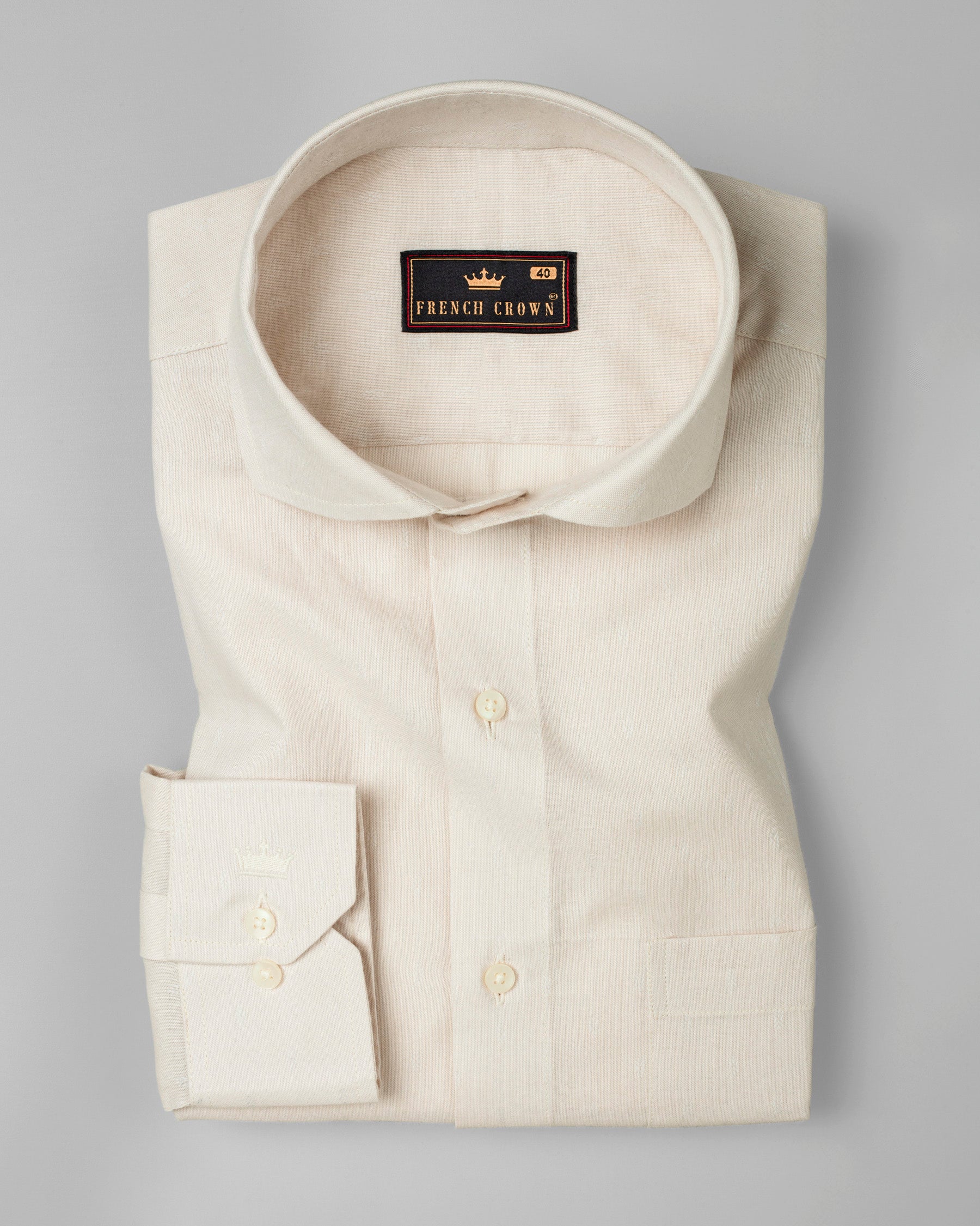 Cream Dobby Premium Giza Cotton Shirt