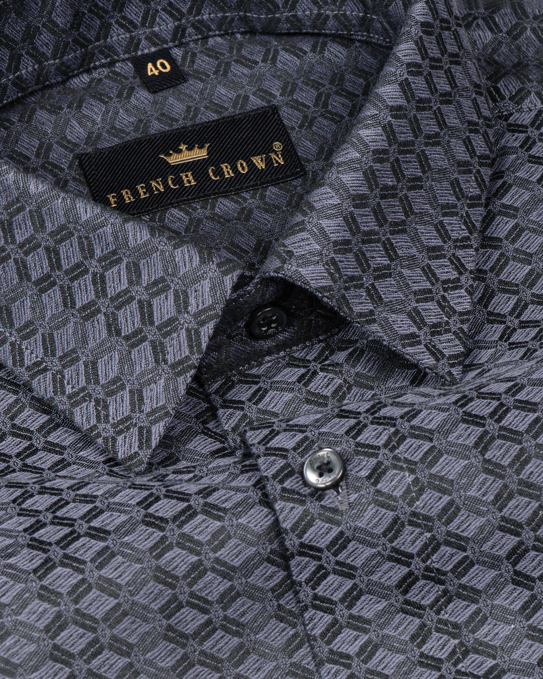 Slate Grey with Black Geometric Patterned Premium Cotton Shirt 4604-BLK-H-52, 4604-BLK-38, 4604-BLK-H-38, 4604-BLK-H-42, 4604-BLK-44, 4604-BLK-H-44, 4604-BLK-H-48, 4604-BLK-39, 4604-BLK-H-39, 4604-BLK-40, 4604-BLK-H-40, 4604-BLK-42, 4604-BLK-46, 4604-BLK-H-46, 4604-BLK-48, 4604-BLK-50, 4604-BLK-H-50, 4604-BLK-52