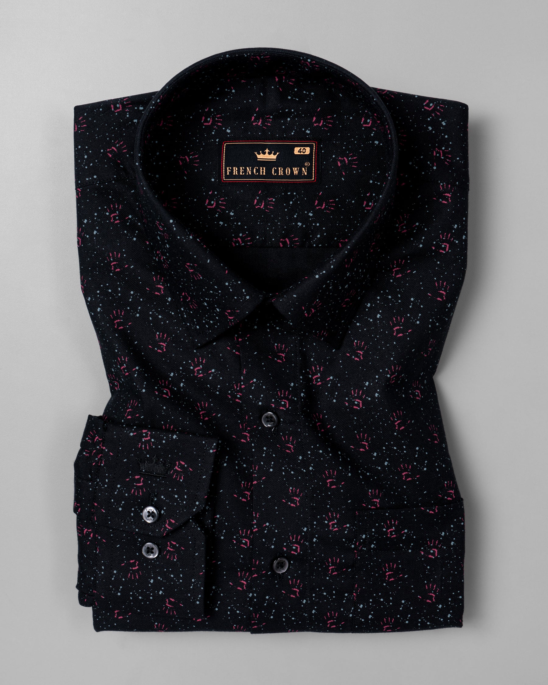 Jade Black Palm Printed Royal Oxford Shirt