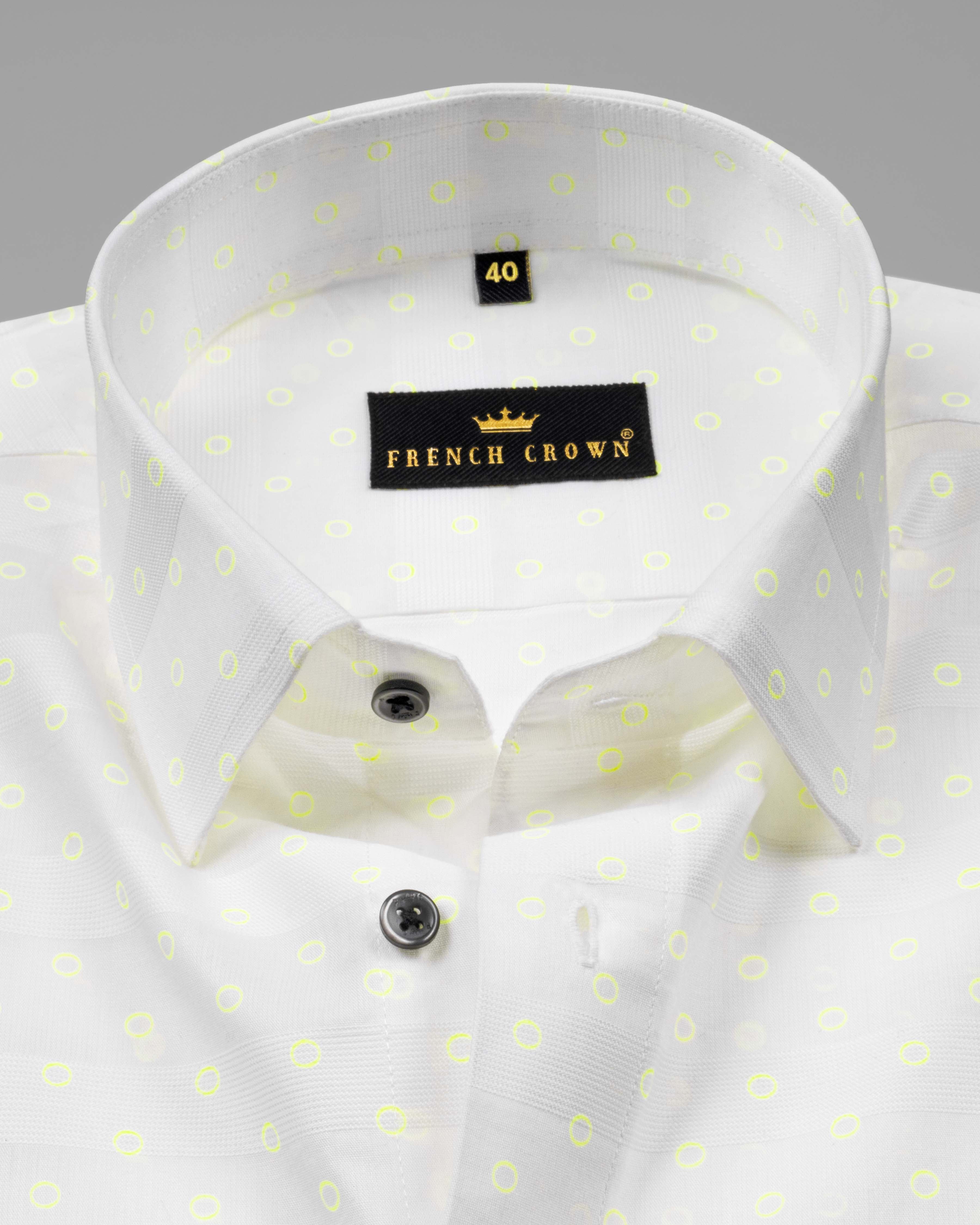 Bright White With Canary Circle Dobby Textured Premium Giza Cotton Shirt 4647-BLK-38, 4647-BLK-H-38, 4647-BLK-39, 4647-BLK-H-39, 4647-BLK-40, 4647-BLK-H-40, 4647-BLK-44, 4647-BLK-H-46, 4647-BLK-48, 4647-BLK-H-50, 4647-BLK-52, 4647-BLK-H-52, 4647-BLK-H-44, 4647-BLK-H-48, 4647-BLK-46, 4647-BLK-50, 4647-BLK-H-42, 4647-BLK-42