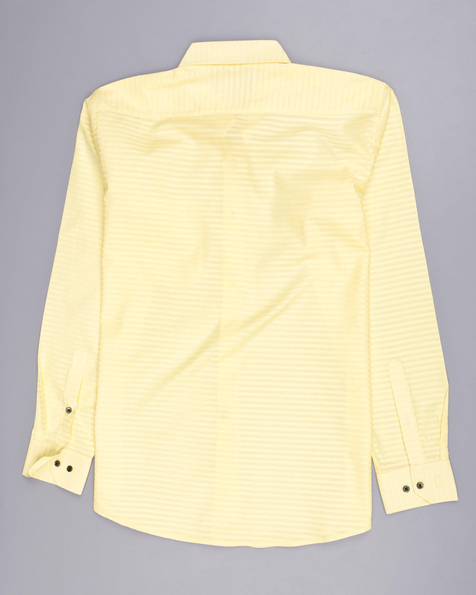 Varden Yellow Subtle Striped Dobby Textured Premium Giza Cotton Shirt