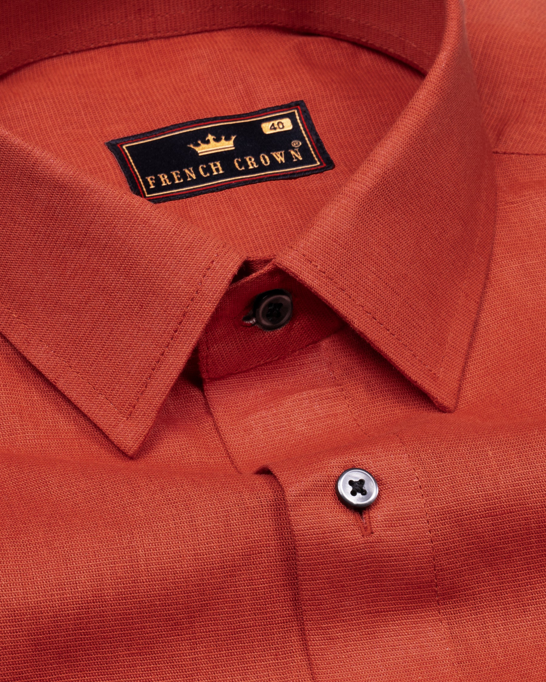 Medium Carmine Orange Luxurious Linen Shirt 4690-BLK-38, 4690-BLK-H-38, 4690-BLK-39, 4690-BLK-H-40, 4690-BLK-42, 4690-BLK-H-42, 4690-BLK-46, 4690-BLK-H-46, 4690-BLK-H-48, 4690-BLK-50, 4690-BLK-H-50, 4690-BLK-52, 4690-BLK-H-52, 4690-BLK-H-44, 4690-BLK-40, 4690-BLK-H-39, 4690-BLK-44, 4690-BLK-48
