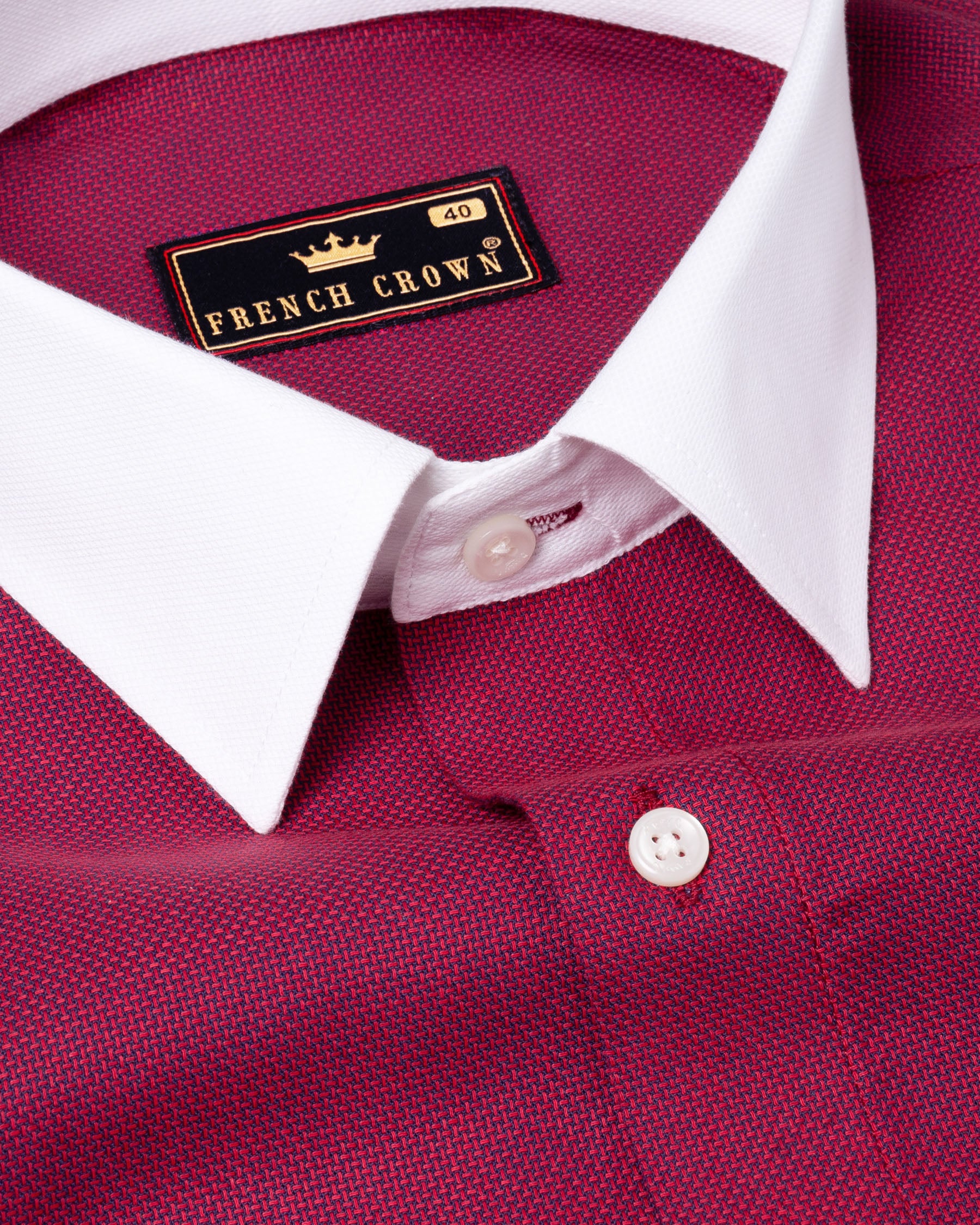 Rose Bud Cherry Red White Collar Dobby Textured Premium Giza Cotton Shirt 4810-WCC-42, 4810-WCC-H-44, 4810-WCC-H-46, 4810-WCC-48, 4810-WCC-H-48, 4810-WCC-50, 4810-WCC-H-50, 4810-WCC-52, 4810-WCC-H-40, 4810-WCC-38, 4810-WCC-39, 4810-WCC-40, 4810-WCC-46, 4810-WCC-H-42, 4810-WCC-44, 4810-WCC-H-38, 4810-WCC-H-39, 4810-WCC-H-52