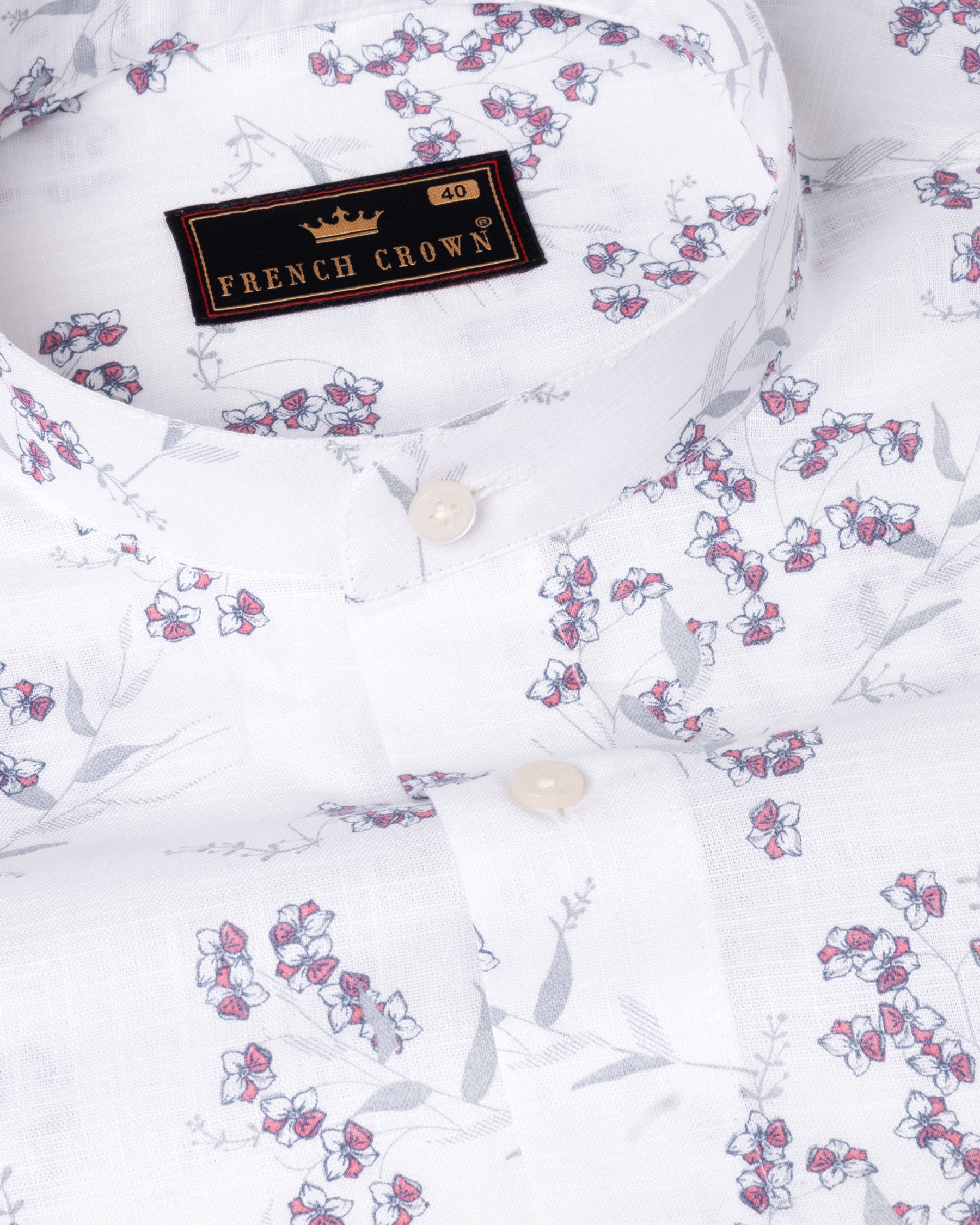 Bright White Flowers Printed Luxurious Linen Shirt 4834-M-46, 4834-M-52, 4834-M-H-52, 4834-M-38, 4834-M-H-38, 4834-M-39, 4834-M-H-39, 4834-M-40, 4834-M-H-40, 4834-M-42, 4834-M-H-42, 4834-M-44, 4834-M-H-44, 4834-M-H-46, 4834-M-48, 4834-M-H-48, 4834-M-50, 4834-M-H-50