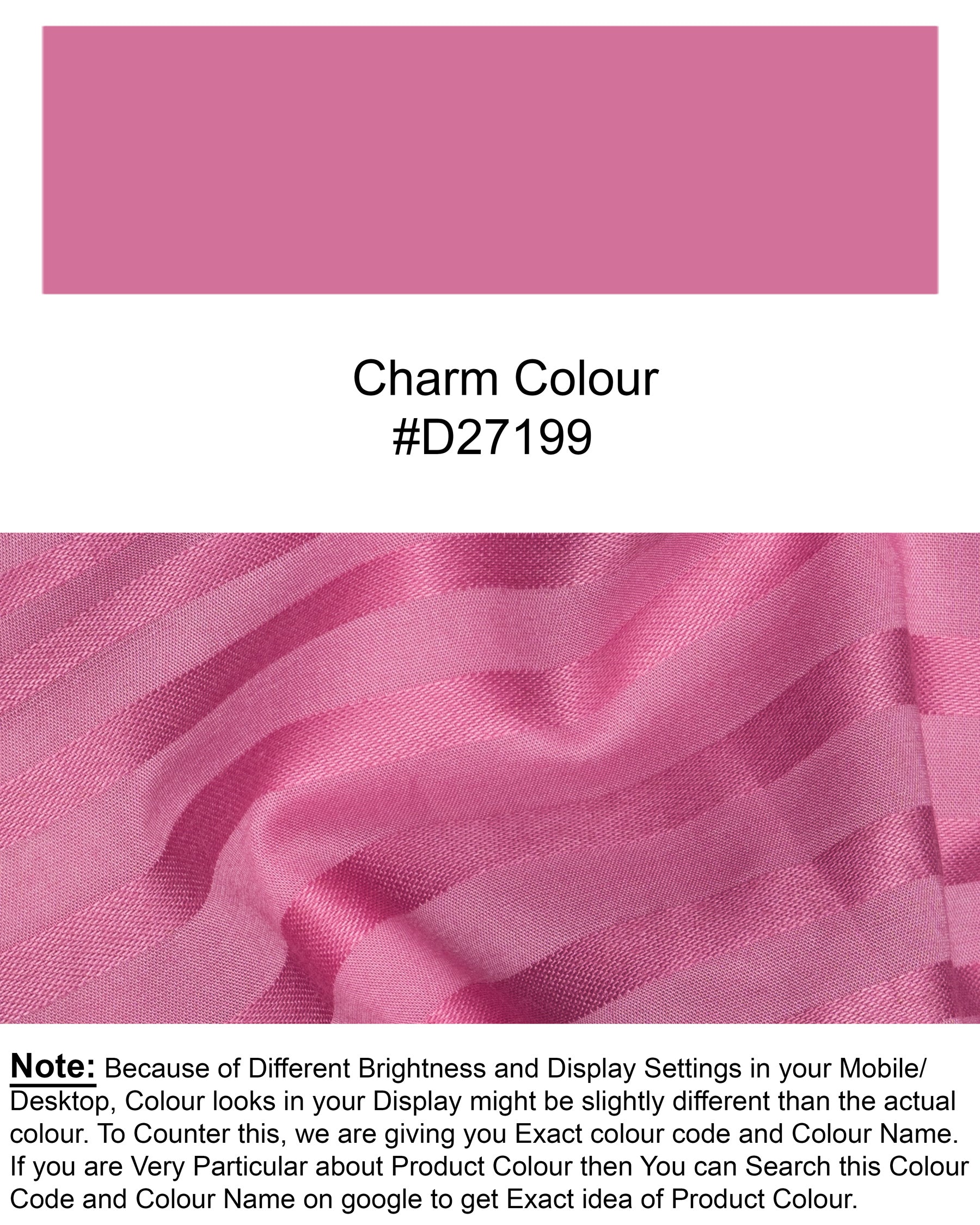 Charm Pink Striped Jacquard Textured Premium Giza Cotton Shirt