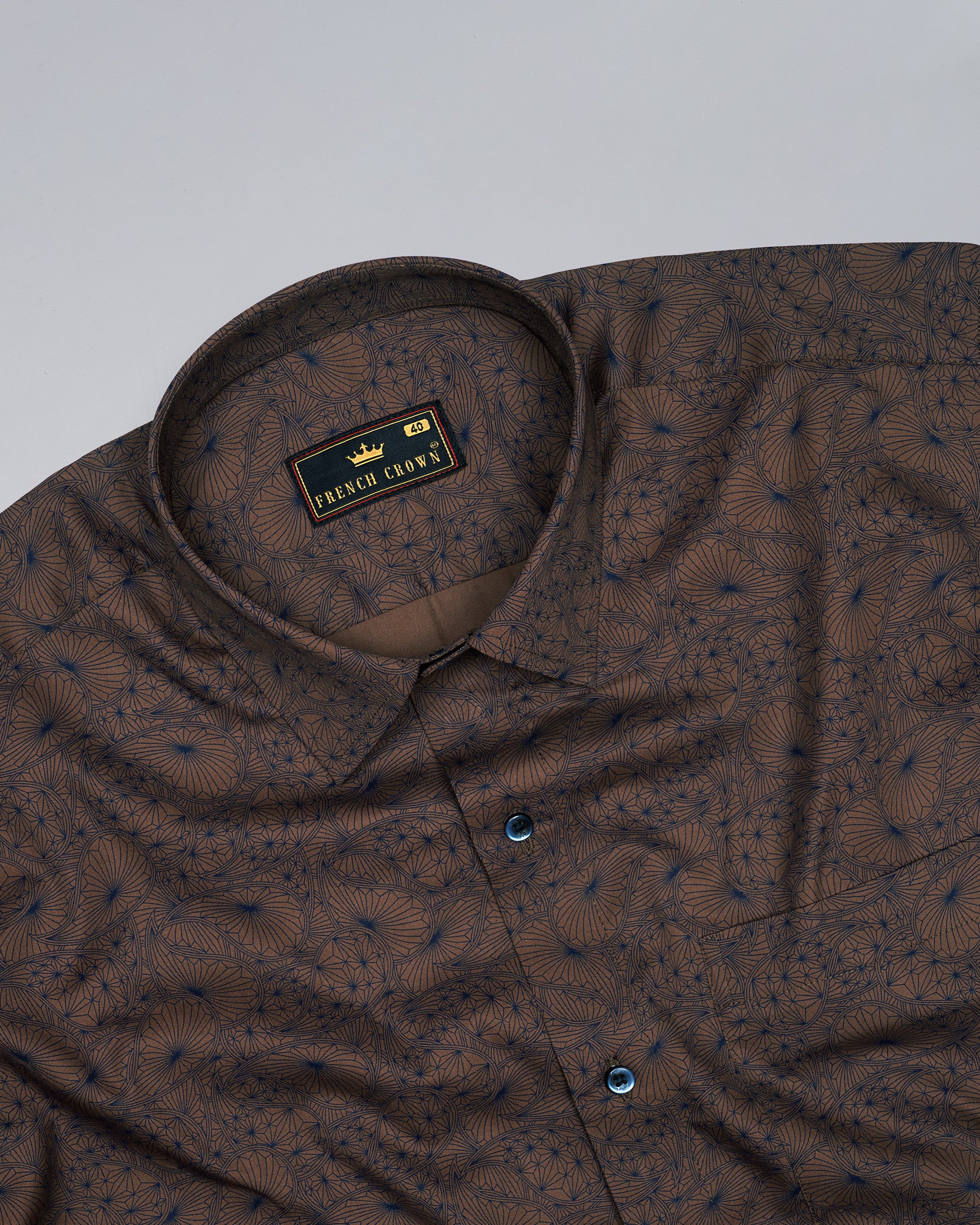 Kabul Brown Paisleys Printed  Royal Oxford Shirt