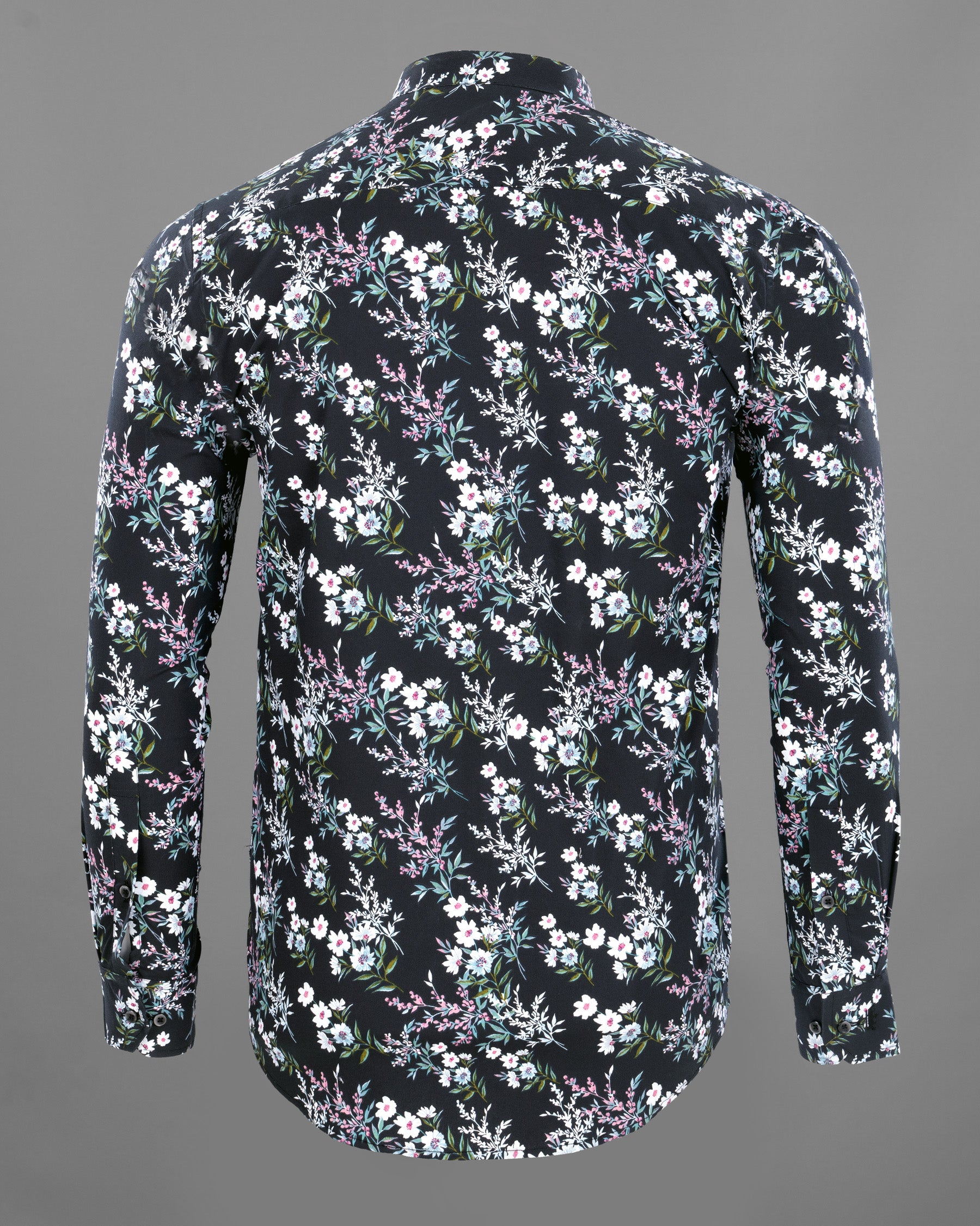 Shark Black Multicolor Floral Print Premium Cotton Shirt