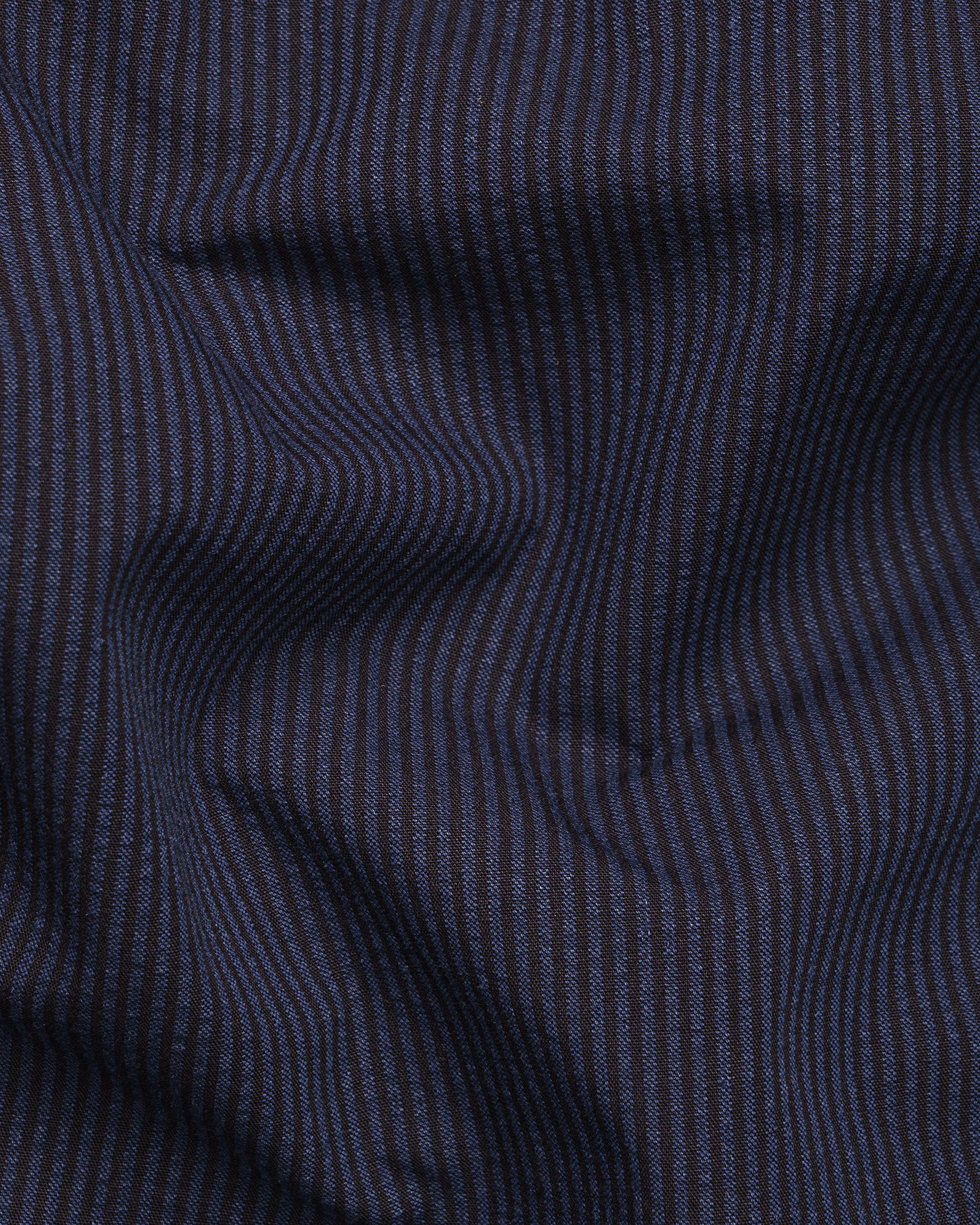 Ebony Clay Blue with Black Stripes Seersucker Giza Cotton Shirt