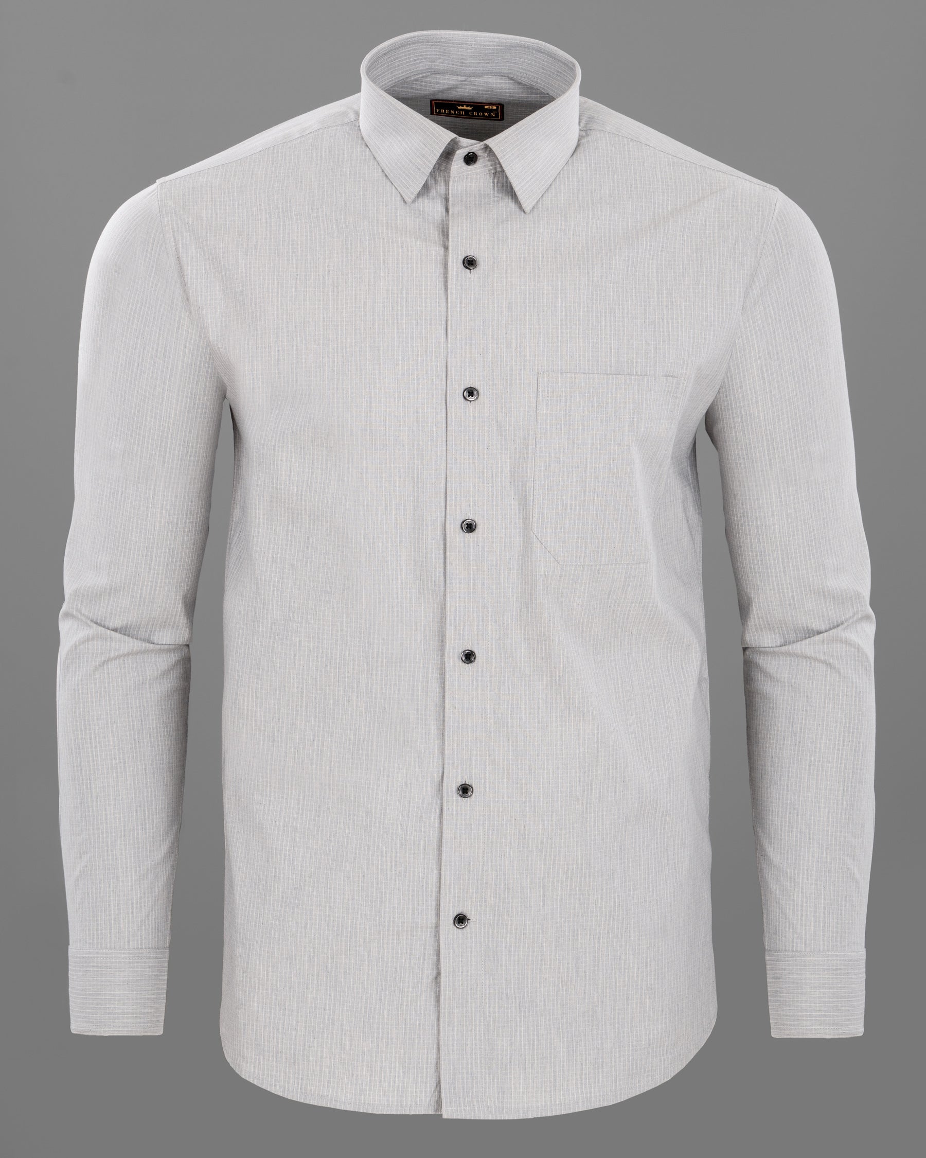 Silver with Subtle Checkered Premium Cotton Shirt