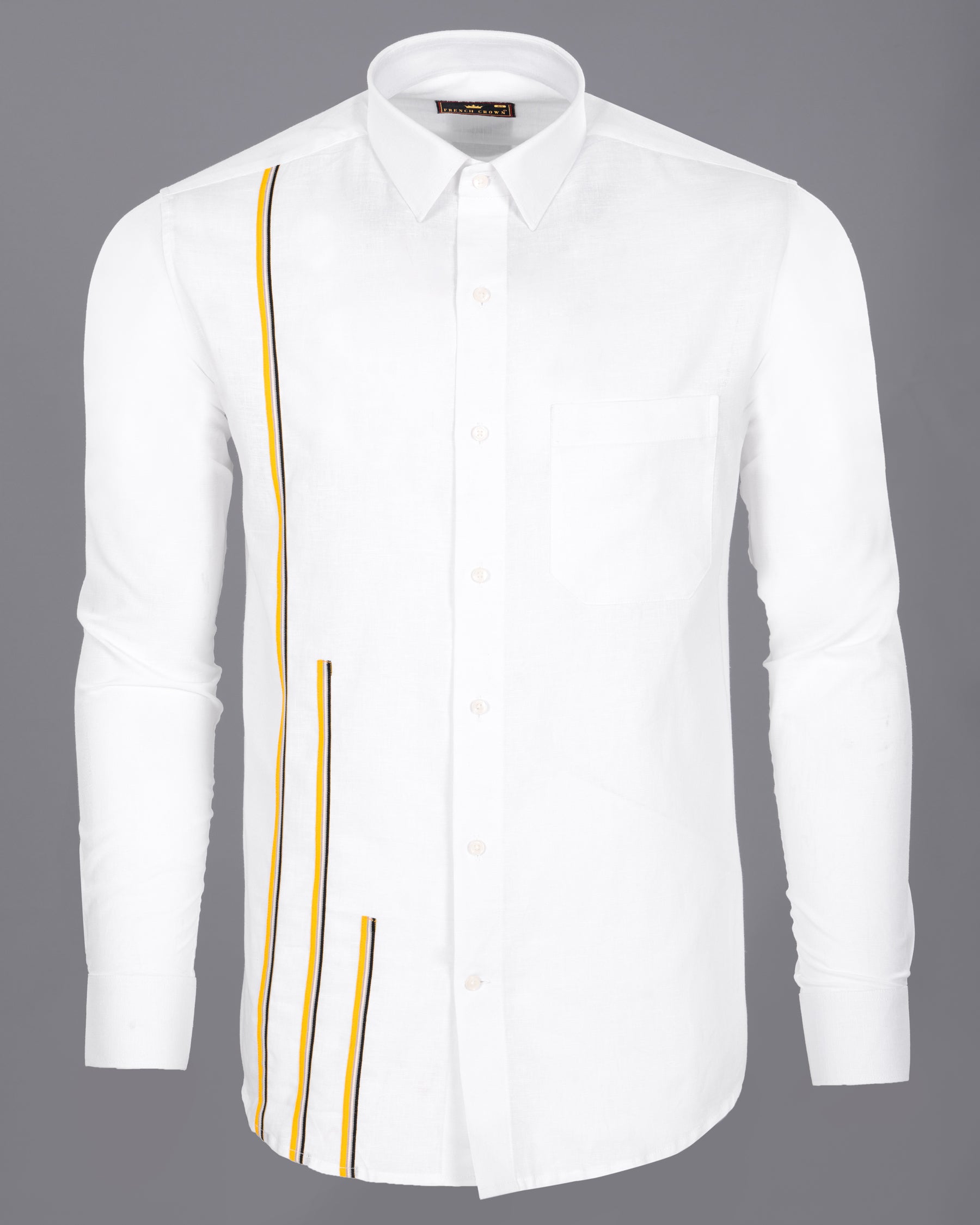 Bright White with Salomie and Black Triple Piping Luxurious Linen Shirt 4948-P52-38, 4948-P52-H-38, 4948-P52-39, 4948-P52-H-39, 4948-P52-40, 4948-P52-H-40, 4948-P52-42, 4948-P52-H-42, 4948-P52-44, 4948-P52-H-44, 4948-P52-46, 4948-P52-H-46, 4948-P52-48, 4948-P52-H-48, 4948-P52-50, 4948-P52-H-50, 4948-P52-52, 4948-P52-H-52