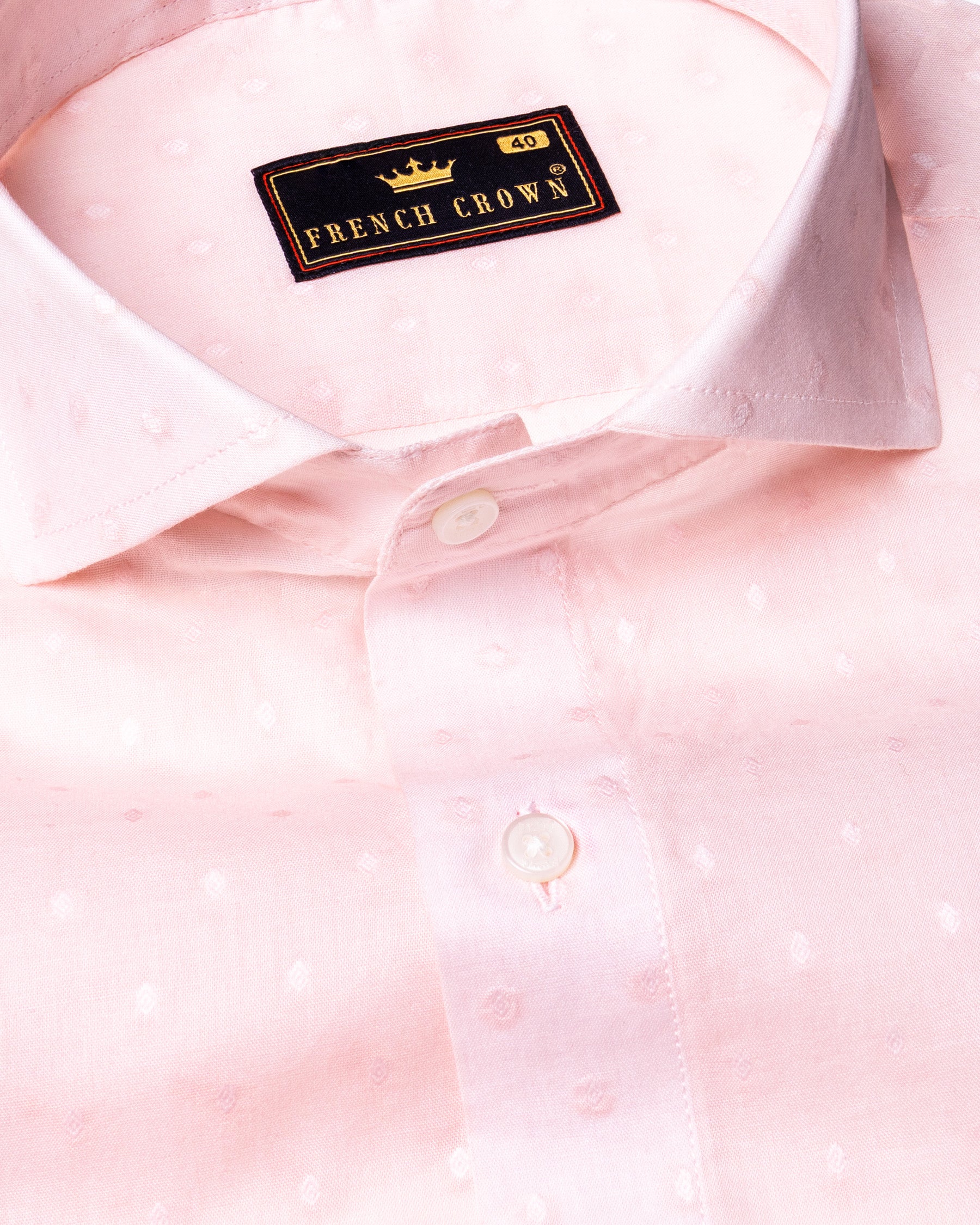Pale Rose Pink Dobby Textured Ultra Lightweight Premium Giza Cotton Shirt