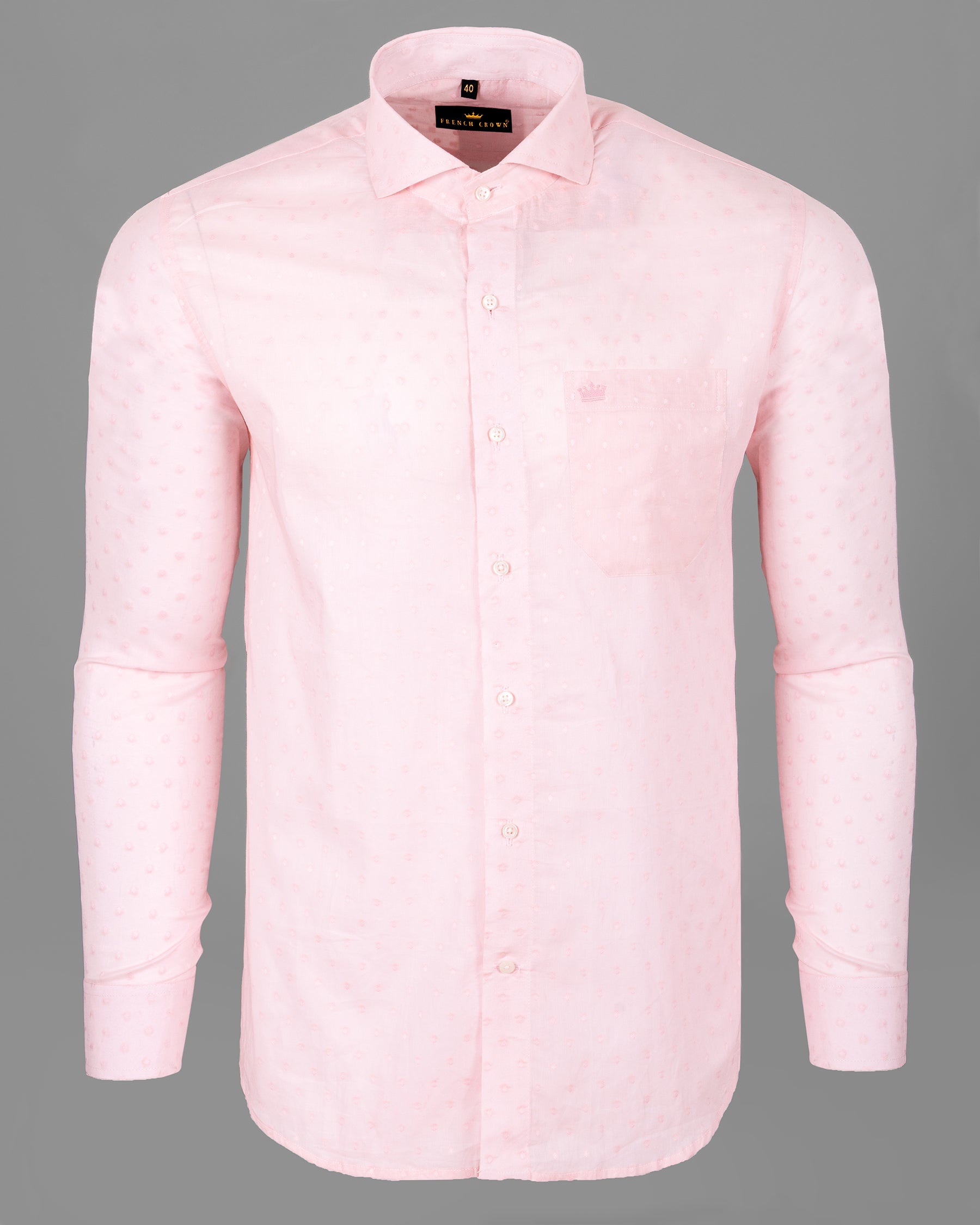 Pale Rose Pink Dobby Textured Ultra Lightweight Premium Giza Cotton Shirt