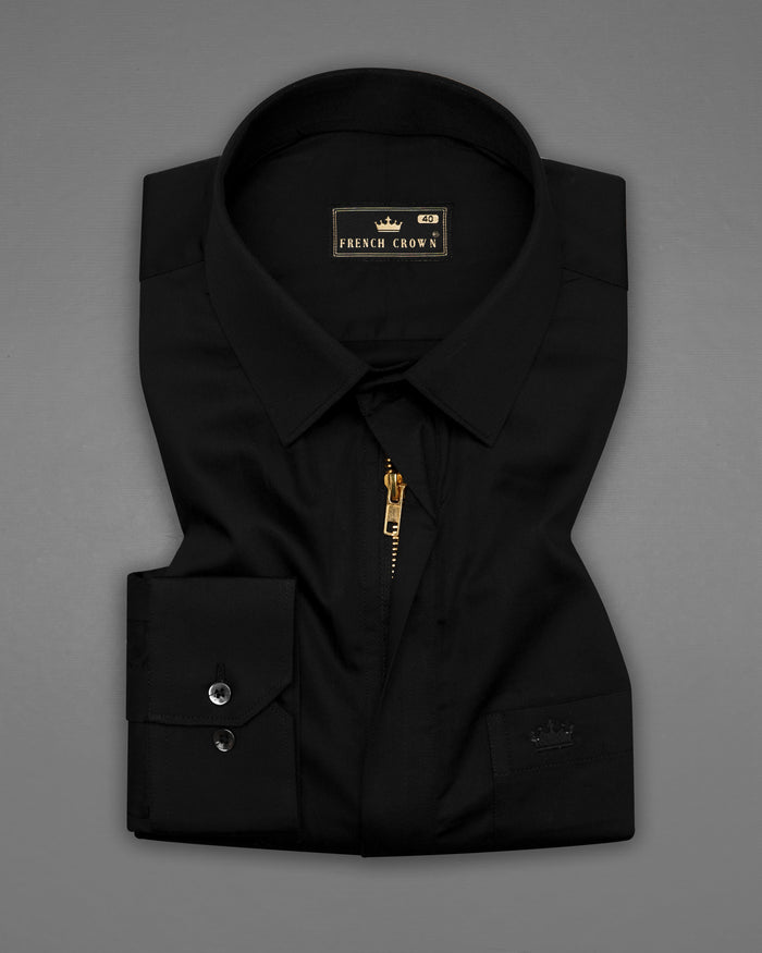 Raw Silk Zipper Shirt Top main image 0