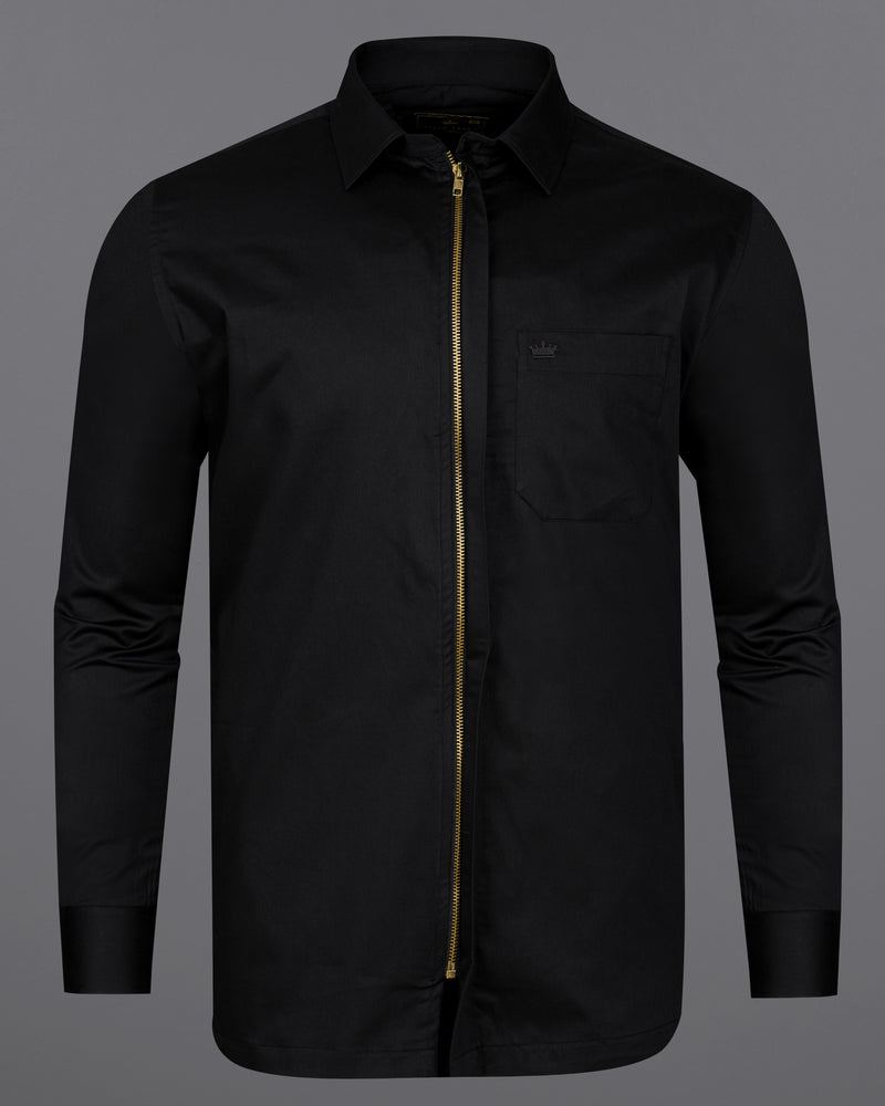 Jade Black Casual Plain-Solid Premium Cotton Shirt For Men