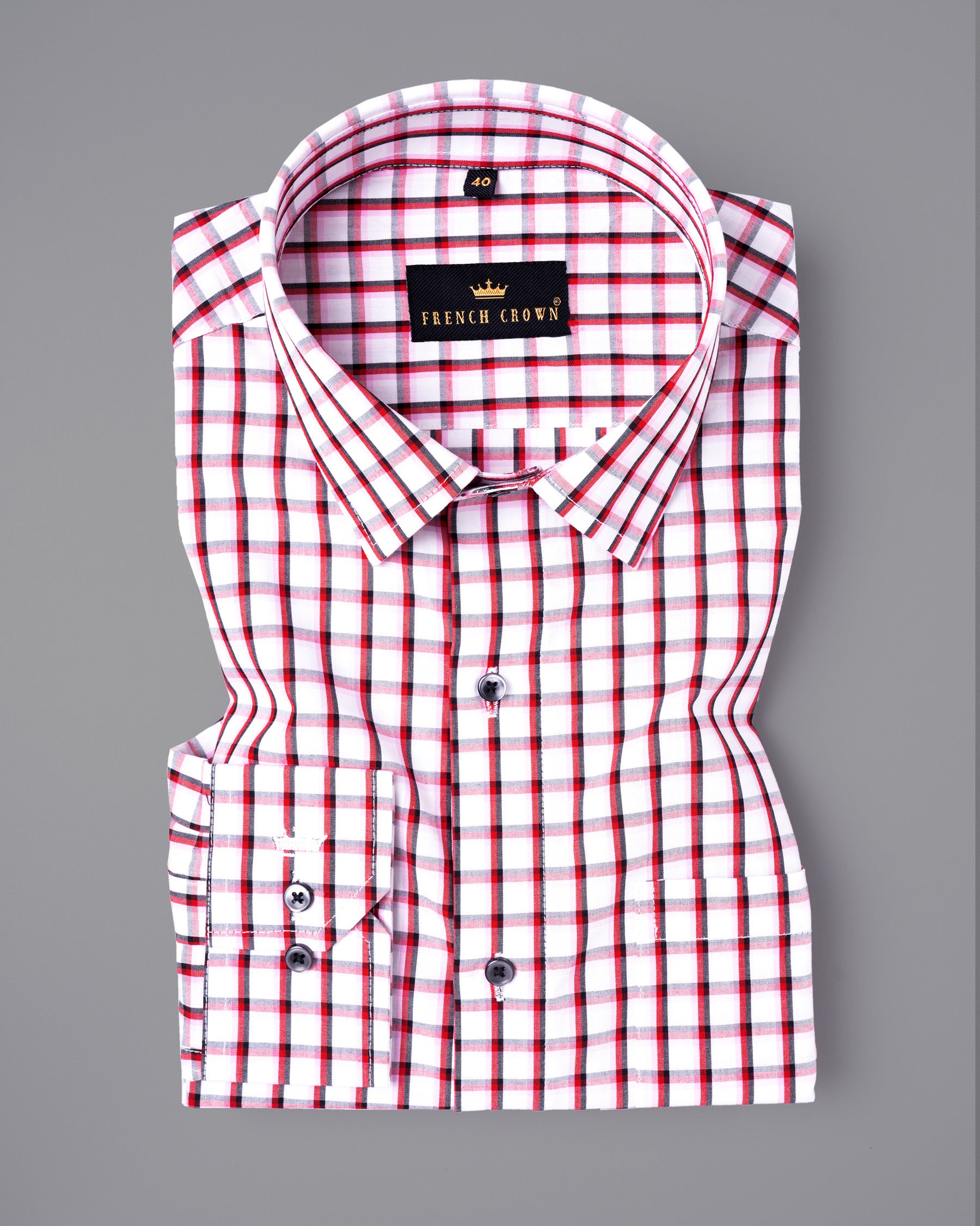 Bright White with Chestnut and Mamba Plaid Premium Cotton Shirt