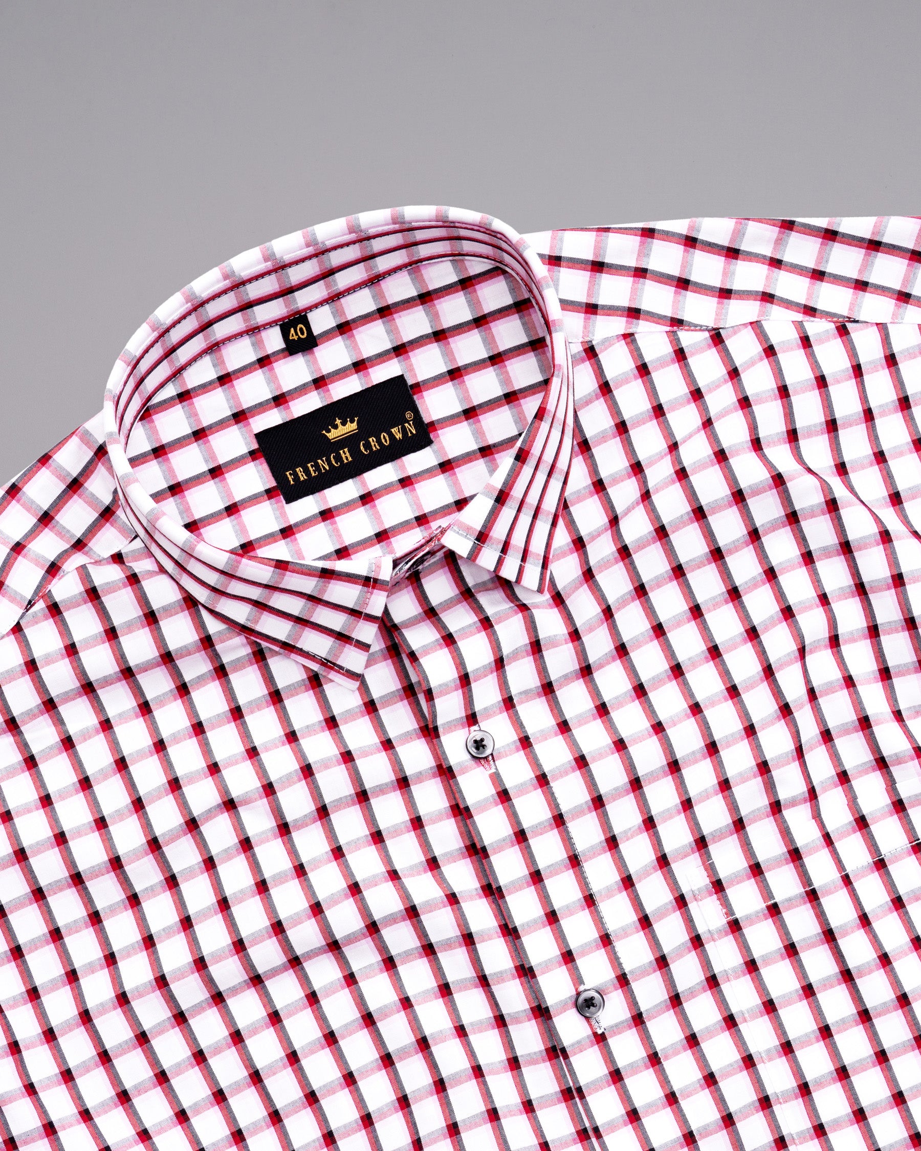 Bright White with Chestnut and Mamba Plaid Premium Cotton Shirt