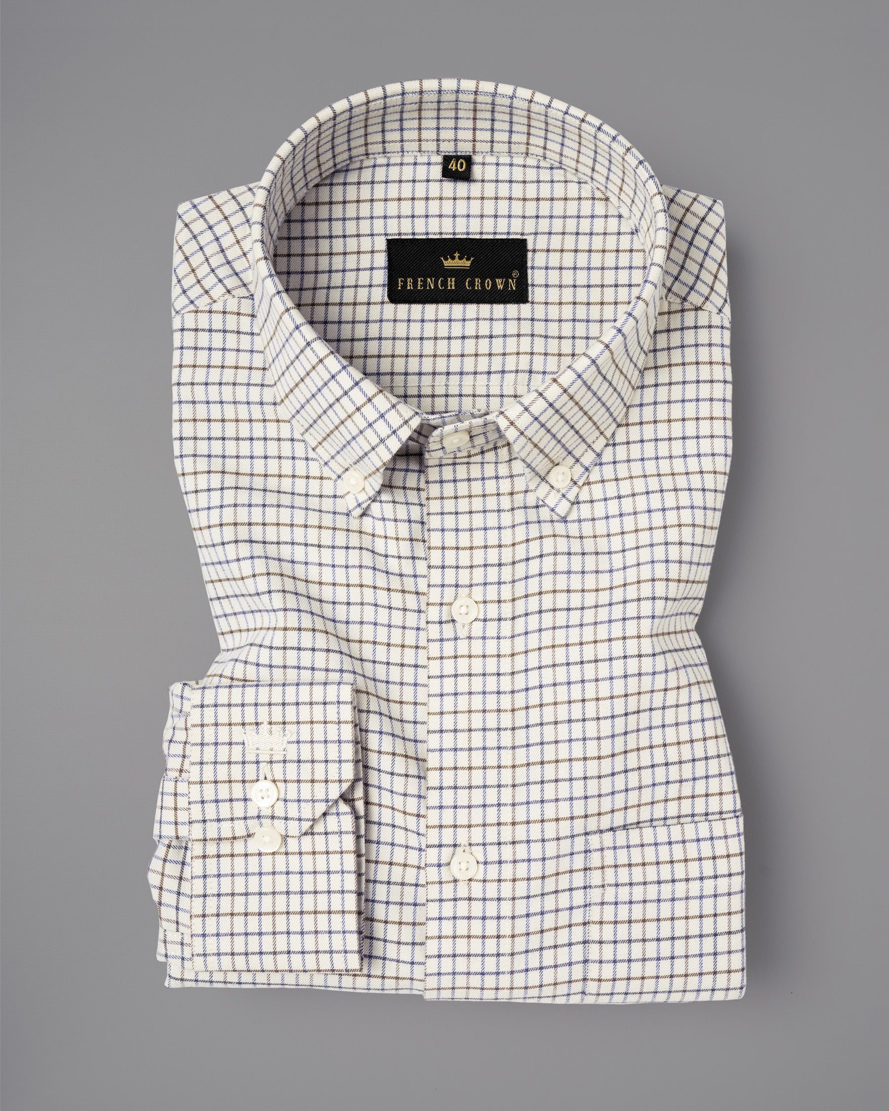 Navik with Martinique Blue and Shadow Brown Twill Micro Checked Shirt