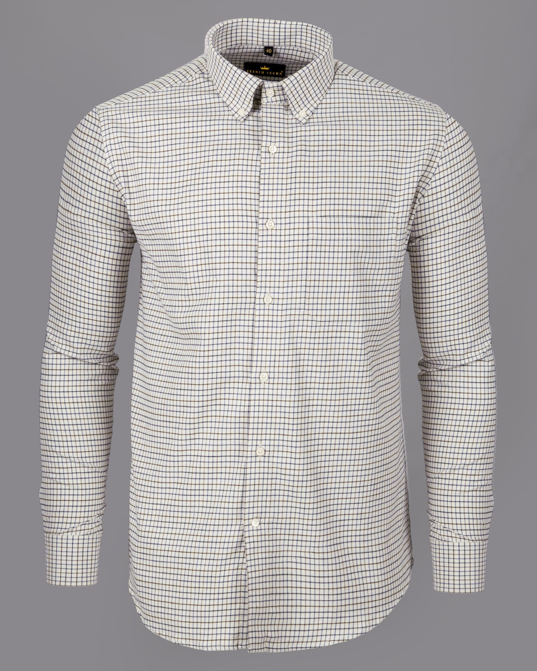 Navik with Martinique Blue and Shadow Brown Twill Micro Checked Shirt