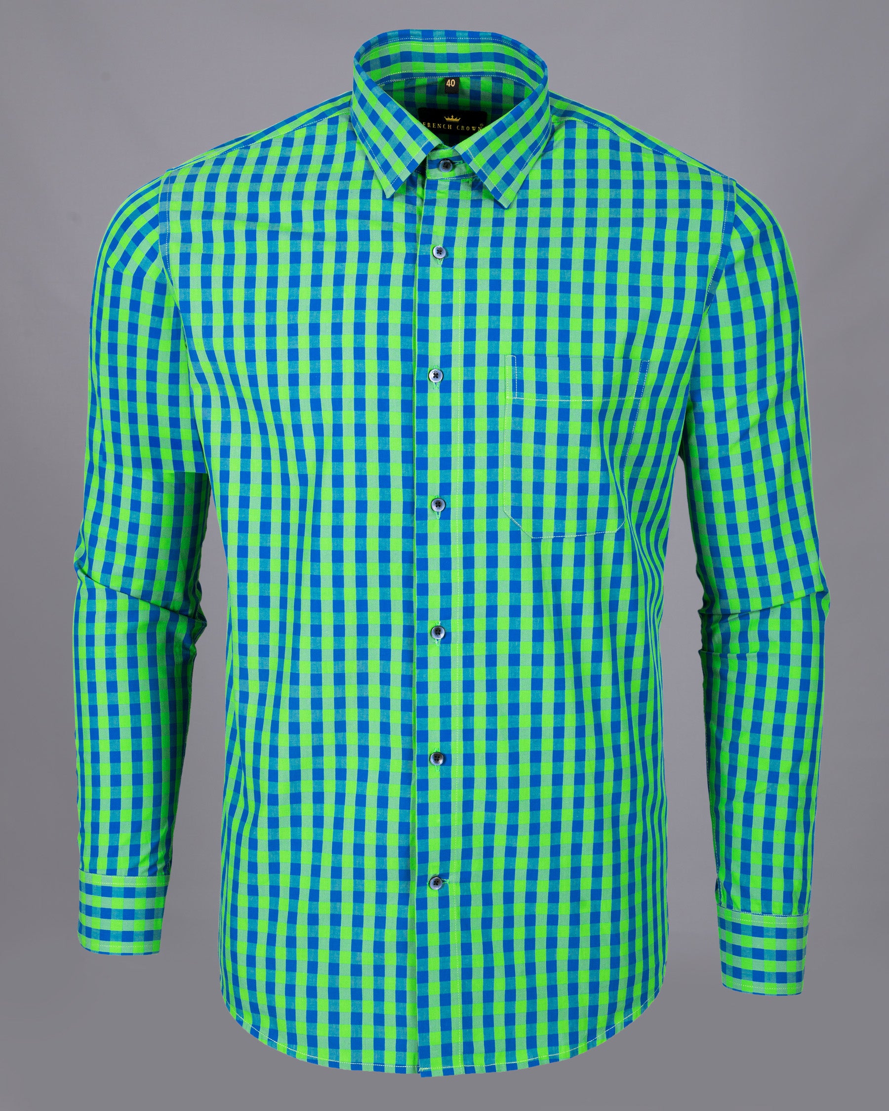 Screamin’ Green and Smalt Blue Premium Cotton Shirt