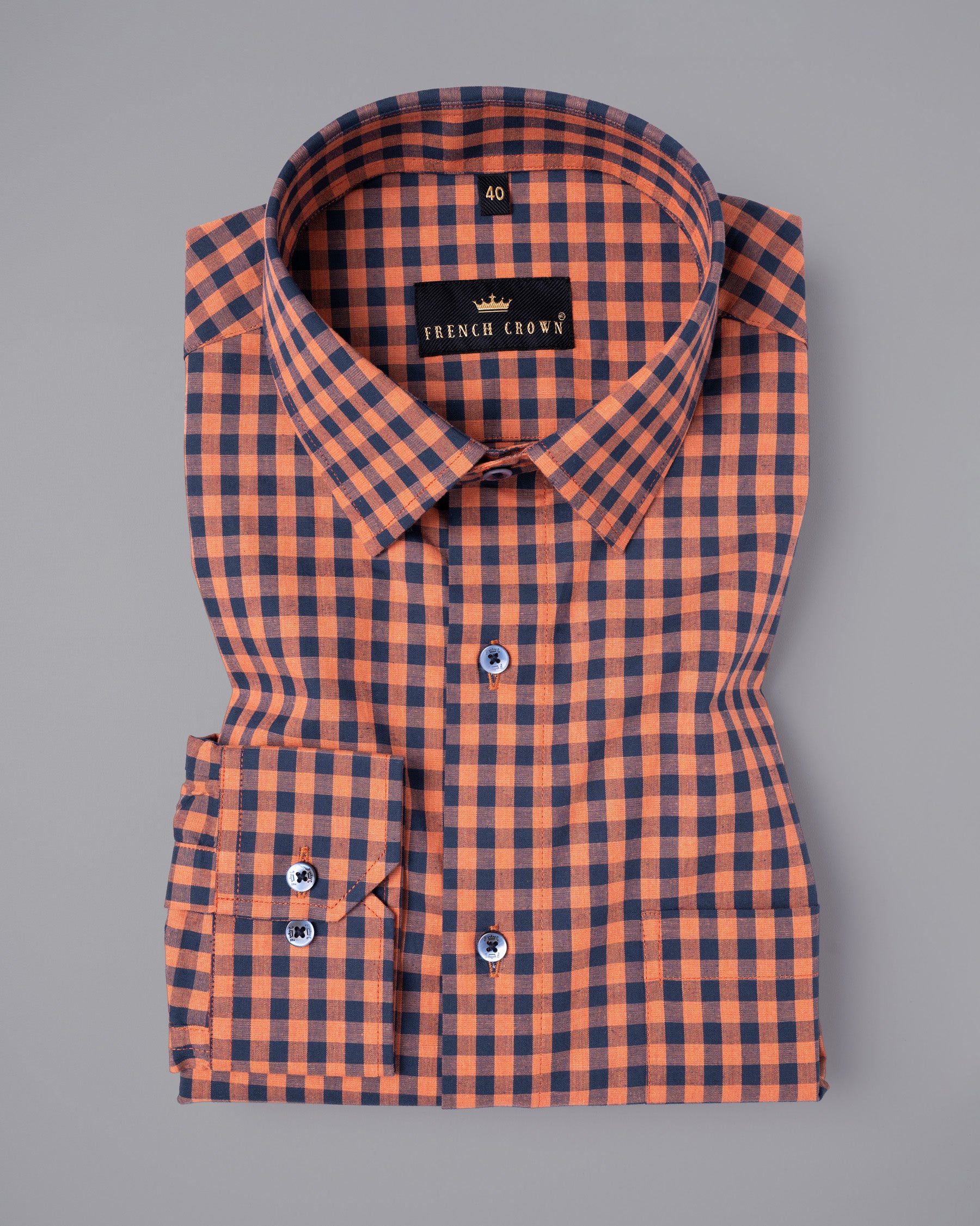 Sorbus Orange and Big Stone Blue Premium Cotton Shirt