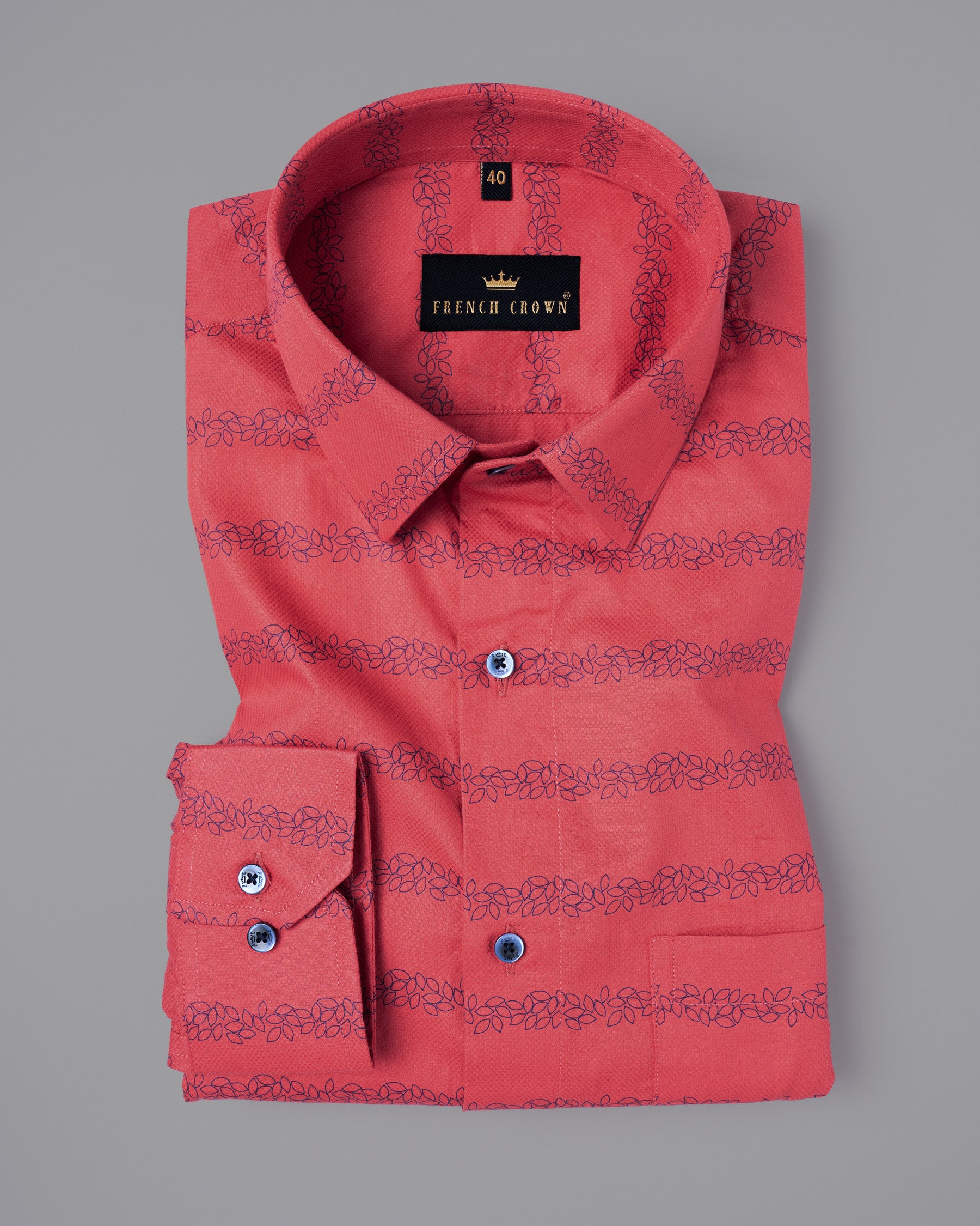 Mandy Red Dobby Textured Premium Giza Cotton Shirt