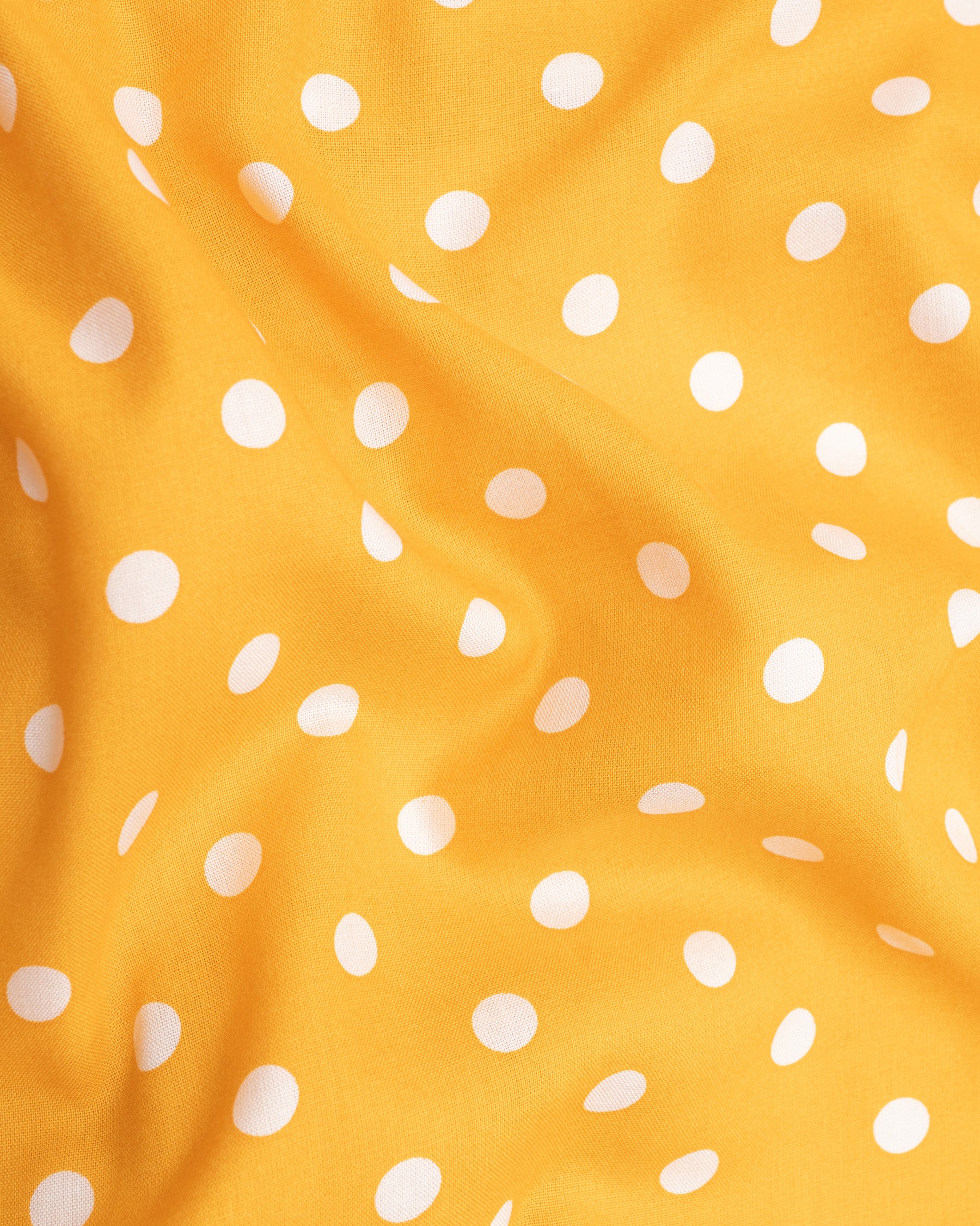 Golden Tainoi Yellow Polka Dotted Tencel Kurta Style Beach Shirt