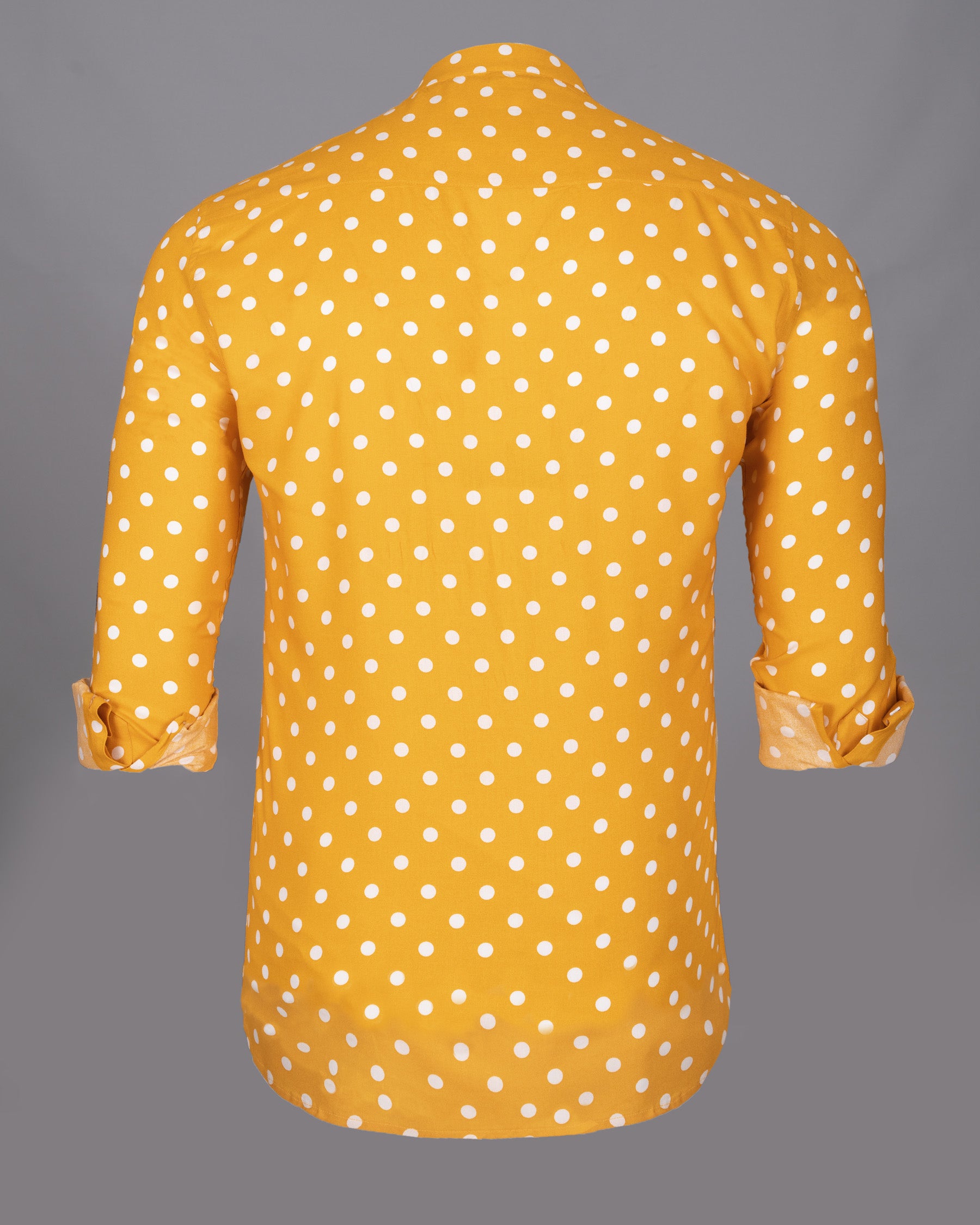 Golden Tainoi Yellow Polka Dotted Tencel Kurta Style Beach Shirt