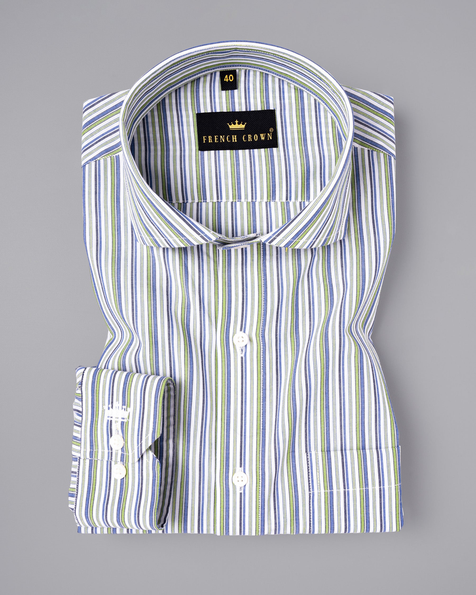 Milky White with Multicolour Stripes Premium Cotton Shirt