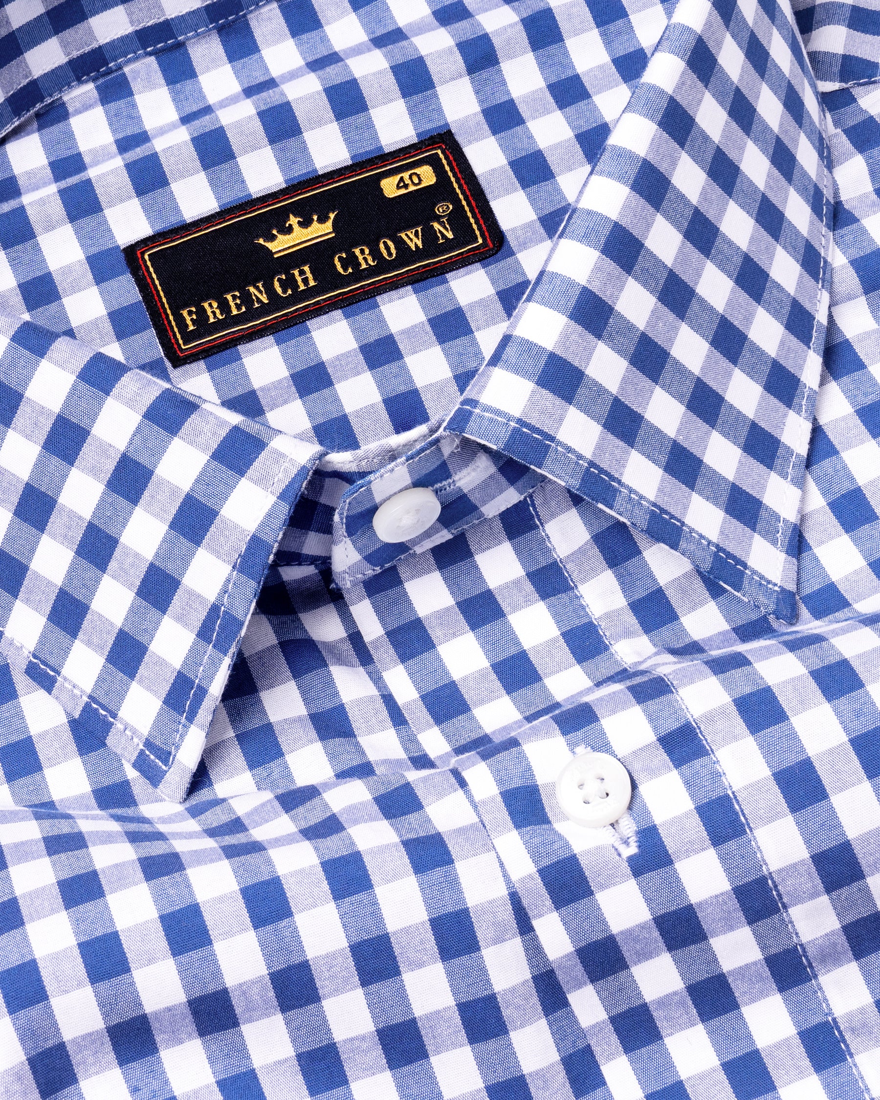 Blue with White Gingham checked Premium Cotton shirt 4978-38,4978-H-38,4978-39,4978-H-39,4978-40,4978-H-40,4978-42,4978-H-42,4978-44,4978-H-44,4978-46,4978-H-46,4978-48,4978-H-48,4978-50,4978-H-50,4978-52,4978-H-52