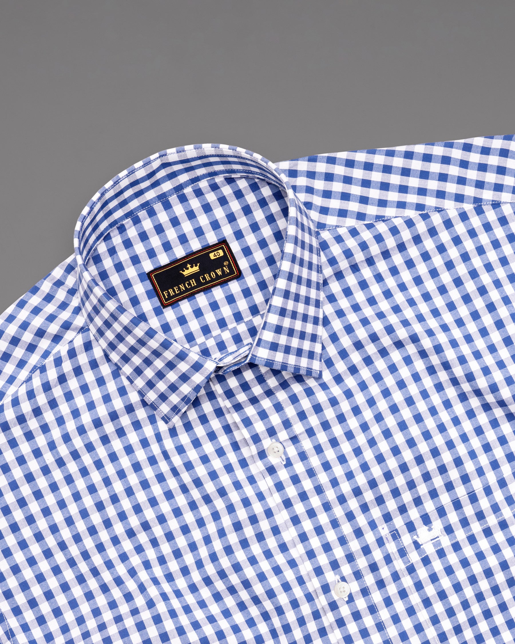 Blue with White Gingham checked Premium Cotton shirt 4978-38,4978-H-38,4978-39,4978-H-39,4978-40,4978-H-40,4978-42,4978-H-42,4978-44,4978-H-44,4978-46,4978-H-46,4978-48,4978-H-48,4978-50,4978-H-50,4978-52,4978-H-52