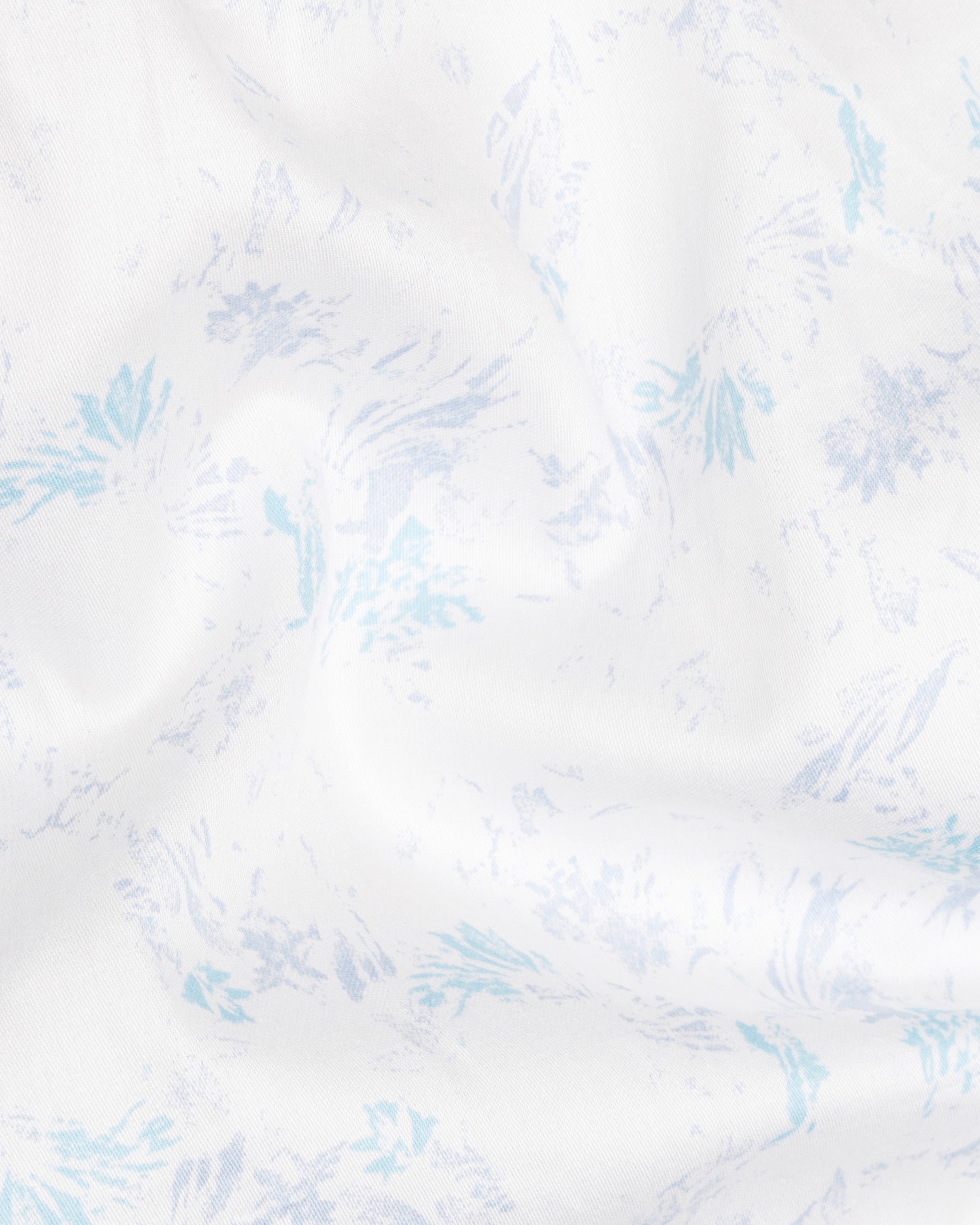 Bright white with grey and sky paint art printed Premium Cotton shirt