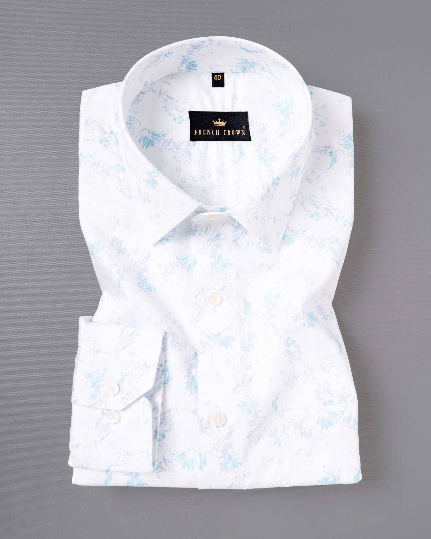 Bright white with grey and sky paint art printed Premium Cotton shirt 4999-38,4999-H-38,4999-39,4999-H-39,4999-40,4999-H-40,4999-42,4999-H-42,4999-44,4999-H-44,4999-46,4999-H-46,4999-48,4999-H-48,4999-50,4999-H-50,4999-52,4999-H-52