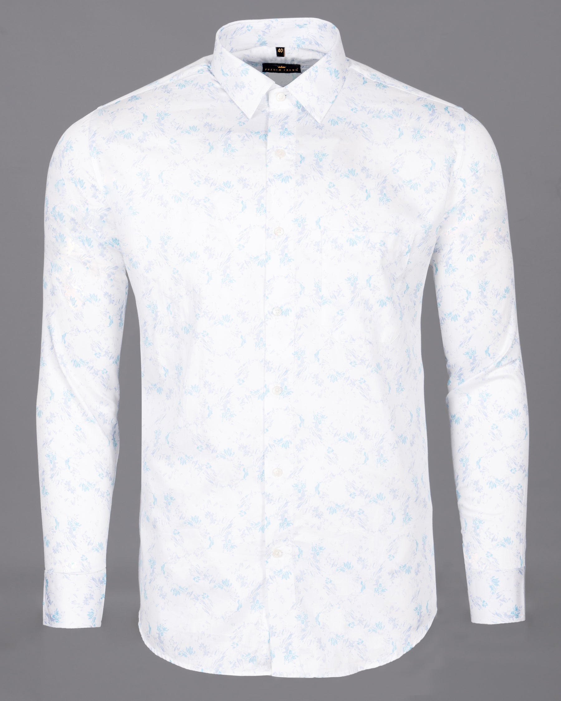 Bright white with grey and sky paint art printed Premium Cotton shirt 4999-38,4999-H-38,4999-39,4999-H-39,4999-40,4999-H-40,4999-42,4999-H-42,4999-44,4999-H-44,4999-46,4999-H-46,4999-48,4999-H-48,4999-50,4999-H-50,4999-52,4999-H-52