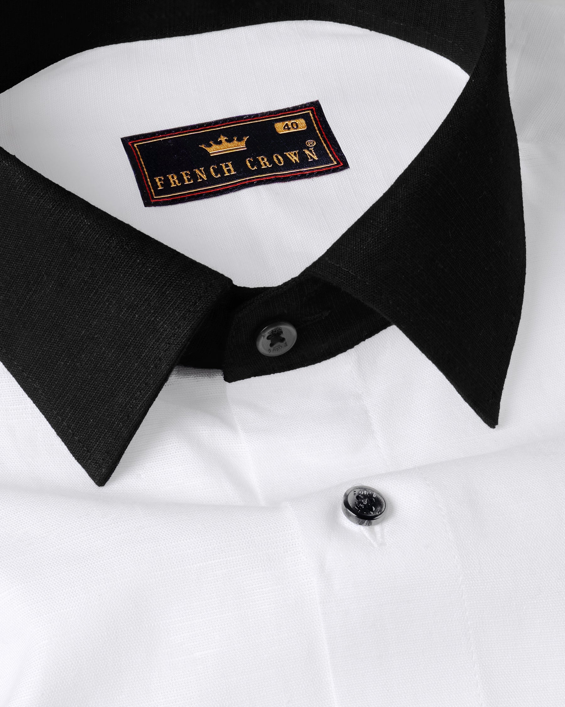 Bright White with Black Collar Luxurious Linen Shirt 5030-BCC-BLK-38, 5030-BCC-BLK-H-38, 5030-BCC-BLK-39, 5030-BCC-BLK-H-39, 5030-BCC-BLK-40, 5030-BCC-BLK-H-40, 5030-BCC-BLK-42, 5030-BCC-BLK-H-42, 5030-BCC-BLK-44, 5030-BCC-BLK-H-44, 5030-BCC-BLK-46, 5030-BCC-BLK-H-46, 5030-BCC-BLK-48, 5030-BCC-BLK-H-48, 5030-BCC-BLK-50, 5030-BCC-BLK-H-50, 5030-BCC-BLK-52, 5030-BCC-BLK-H-52