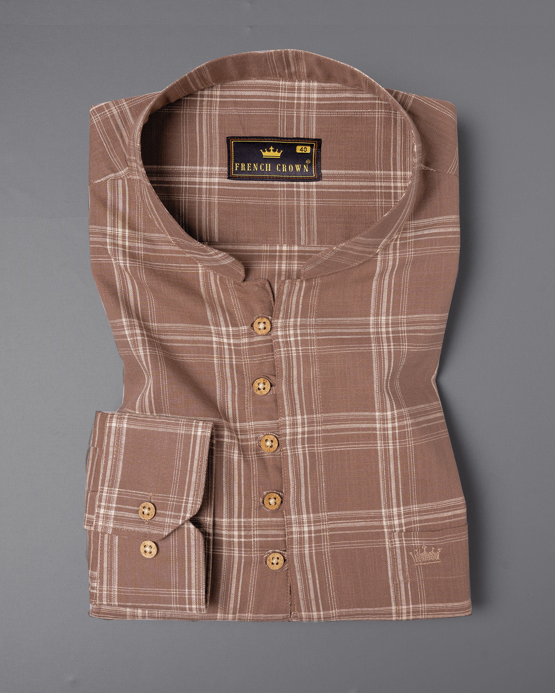 Dark Chestnut Brown Plaid Luxurious Linen Kurta Shirt 5056-KS-38, 5056-KS-H-38, 5056-KS-39, 5056-KS-H-39, 5056-KS-40, 5056-KS-H-40, 5056-KS-42, 5056-KS-H-42, 5056-KS-44, 5056-KS-H-44, 5056-KS-46, 5056-KS-H-46, 5056-KS-48, 5056-KS-H-48, 5056-KS-50, 5056-KS-H-50, 5056-KS-52, 5056-KS-H-52