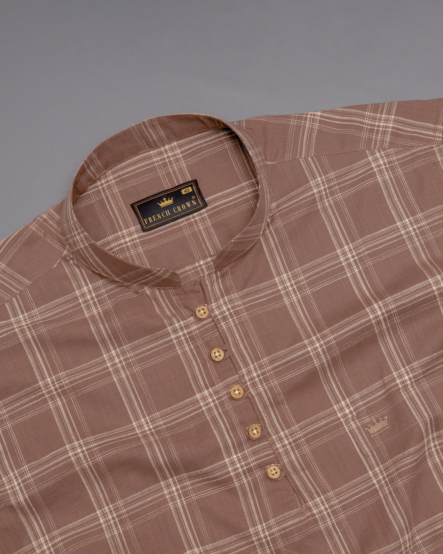 Dark Chestnut Brown Plaid Luxurious Linen Kurta Shirt 5056-KS-38, 5056-KS-H-38, 5056-KS-39, 5056-KS-H-39, 5056-KS-40, 5056-KS-H-40, 5056-KS-42, 5056-KS-H-42, 5056-KS-44, 5056-KS-H-44, 5056-KS-46, 5056-KS-H-46, 5056-KS-48, 5056-KS-H-48, 5056-KS-50, 5056-KS-H-50, 5056-KS-52, 5056-KS-H-52