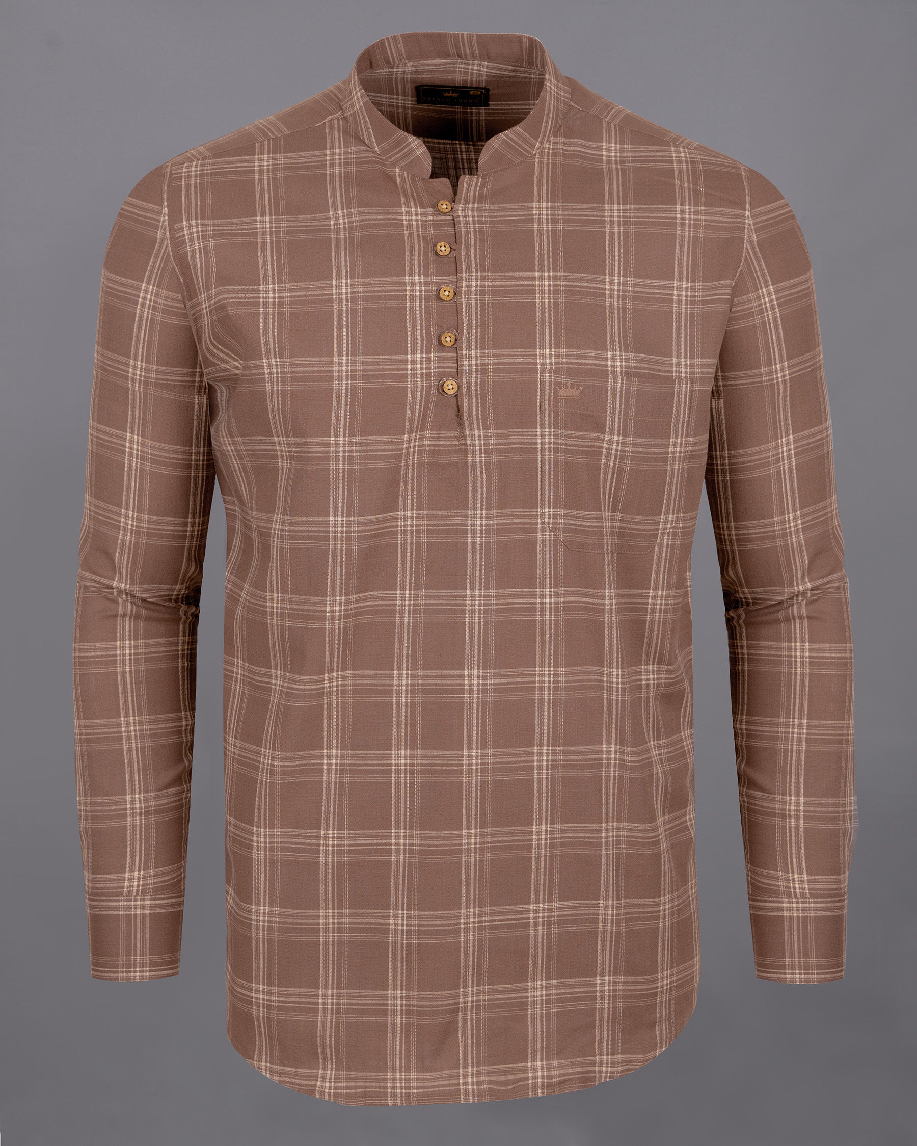 Dark Chestnut Brown Plaid Luxurious Linen Kurta Shirt 5056-KS-38, 5056-KS-H-38, 5056-KS-39, 5056-KS-H-39, 5056-KS-40, 5056-KS-H-40, 5056-KS-42, 5056-KS-H-42, 5056-KS-44, 5056-KS-H-44, 5056-KS-46, 5056-KS-H-46, 5056-KS-48, 5056-KS-H-48, 5056-KS-50, 5056-KS-H-50, 5056-KS-52, 5056-KS-H-52