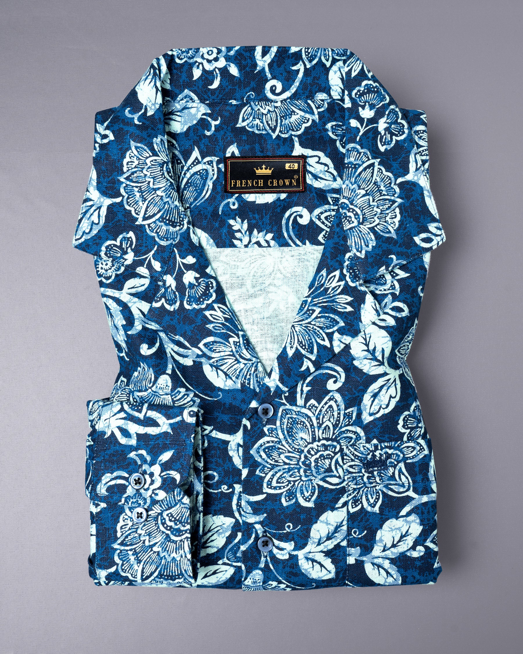 Arapawa Blue Leaves Printed Luxurious Linen Shirt 5064-CC-BLE-38, 5064-CC-BLE-H-38, 5064-CC-BLE-39, 5064-CC-BLE-H-39, 5064-CC-BLE-40, 5064-CC-BLE-H-40, 5064-CC-BLE-42, 5064-CC-BLE-H-42, 5064-CC-BLE-44, 5064-CC-BLE-H-44, 5064-CC-BLE-46, 5064-CC-BLE-H-46, 5064-CC-BLE-48, 5064-CC-BLE-H-48, 5064-CC-BLE-50, 5064-CC-BLE-H-50, 5064-CC-BLE-52, 5064-CC-BLE-H-52