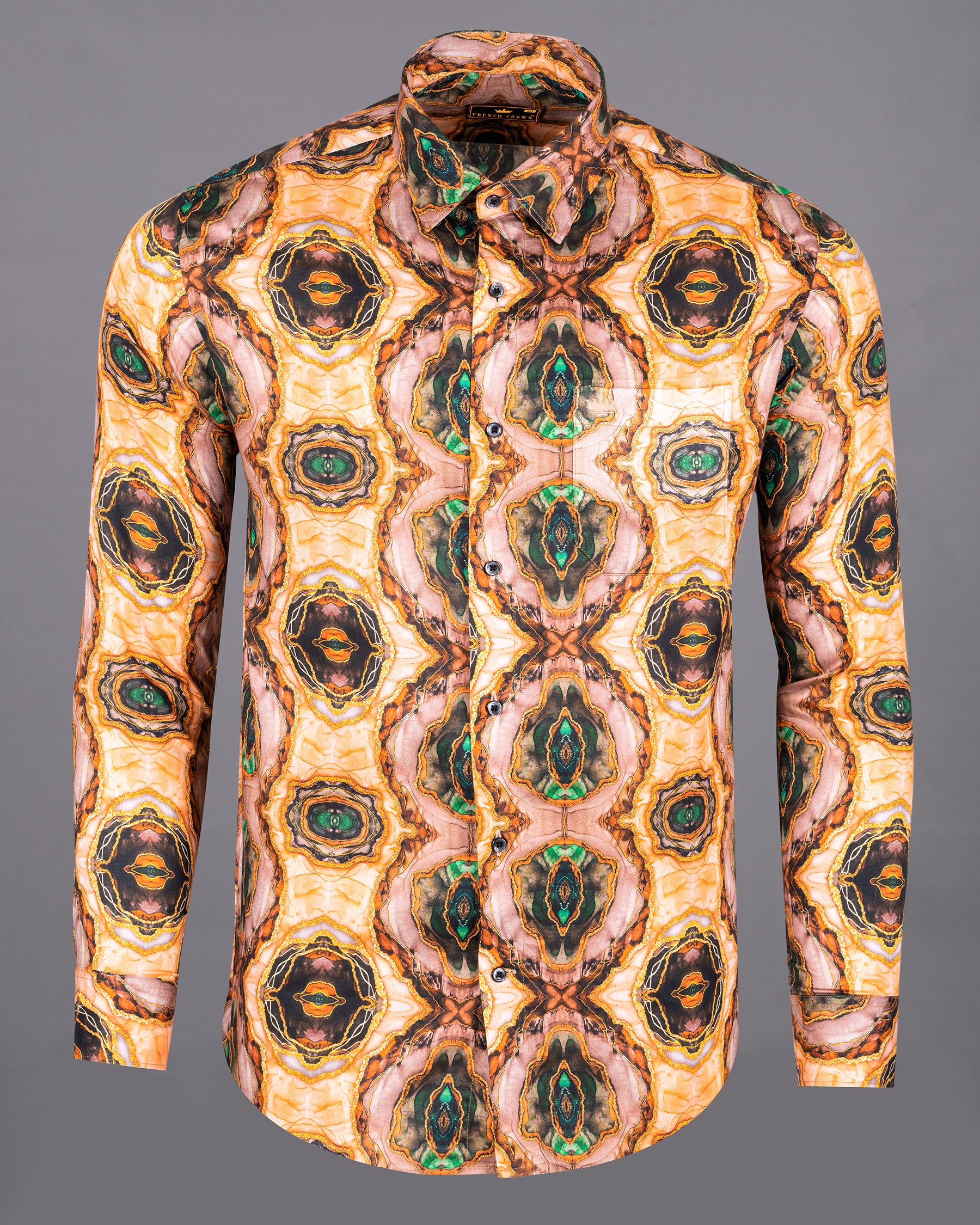 Burnt Sienna with Multicolour Printed Premium Satin Designer Shirt 5069-BLK-38, 5069-BLK-H-38, 5069-BLK-39, 5069-BLK-H-39, 5069-BLK-40, 5069-BLK-H-40, 5069-BLK-42, 5069-BLK-H-42, 5069-BLK-44, 5069-BLK-H-44, 5069-BLK-46, 5069-BLK-H-46, 5069-BLK-48, 5069-BLK-H-48, 5069-BLK-50, 5069-BLK-H-50, 5069-BLK-52, 5069-BLK-H-52