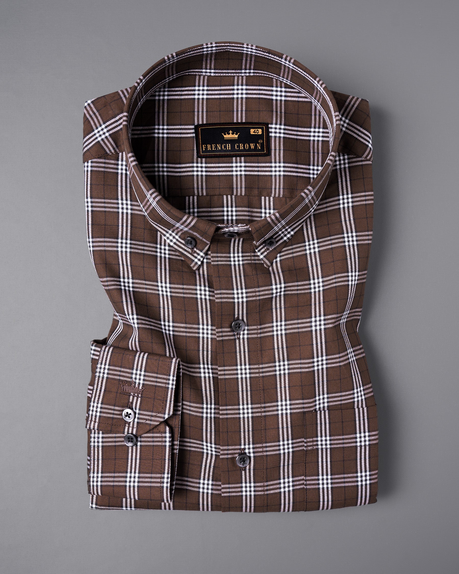 Saddle Brown Twill Plaid Premium Cotton Shirt 5077-BD-BLK-38, 5077-BD-BLK-H-38, 5077-BD-BLK-39, 5077-BD-BLK-H-39, 5077-BD-BLK-40, 5077-BD-BLK-H-40, 5077-BD-BLK-42, 5077-BD-BLK-H-42, 5077-BD-BLK-44, 5077-BD-BLK-H-44, 5077-BD-BLK-46, 5077-BD-BLK-H-46, 5077-BD-BLK-48, 5077-BD-BLK-H-48, 5077-BD-BLK-50, 5077-BD-BLK-H-50, 5077-BD-BLK-52, 5077-BD-BLK-H-52