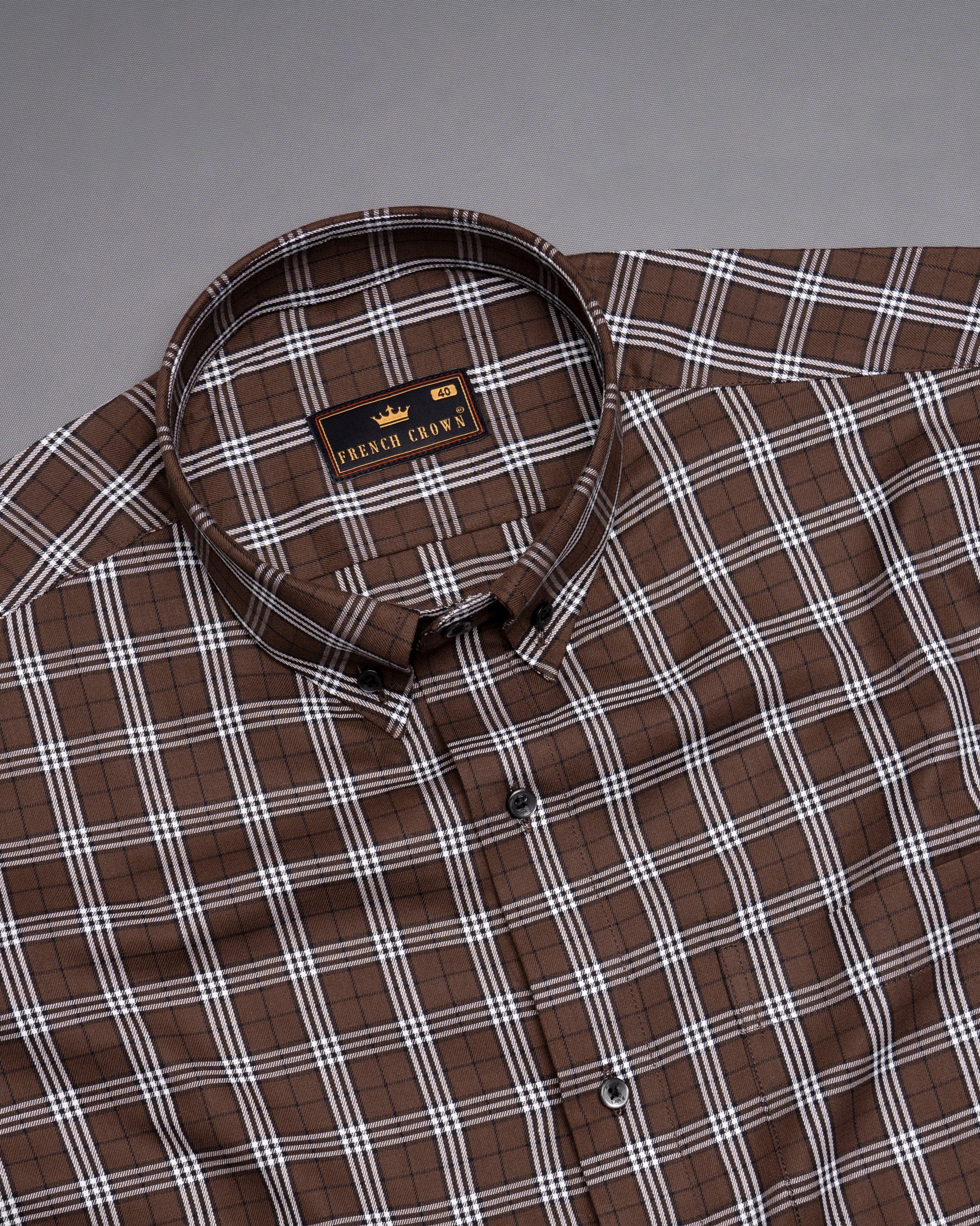 Saddle Brown Twill Plaid Premium Cotton Shirt 5077-BD-BLK-38, 5077-BD-BLK-H-38, 5077-BD-BLK-39, 5077-BD-BLK-H-39, 5077-BD-BLK-40, 5077-BD-BLK-H-40, 5077-BD-BLK-42, 5077-BD-BLK-H-42, 5077-BD-BLK-44, 5077-BD-BLK-H-44, 5077-BD-BLK-46, 5077-BD-BLK-H-46, 5077-BD-BLK-48, 5077-BD-BLK-H-48, 5077-BD-BLK-50, 5077-BD-BLK-H-50, 5077-BD-BLK-52, 5077-BD-BLK-H-52