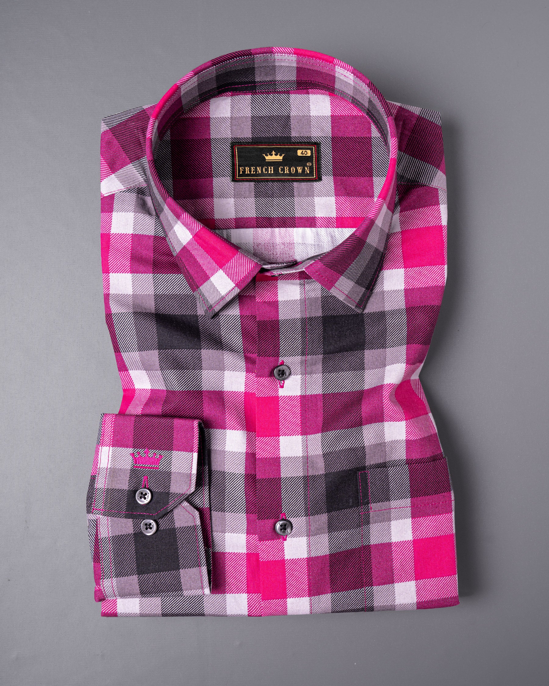 Ruby Pink with Jade Black and White Plaid Royal Oxford Shirt 5090-BLK-38, 5090-BLK-H-38, 5090-BLK-39, 5090-BLK-H-39, 5090-BLK-40, 5090-BLK-H-40, 5090-BLK-42, 5090-BLK-H-42, 5090-BLK-44, 5090-BLK-H-44, 5090-BLK-46, 5090-BLK-H-46, 5090-BLK-48, 5090-BLK-H-48, 5090-BLK-50, 5090-BLK-H-50, 5090-BLK-52, 5090-BLK-H-52