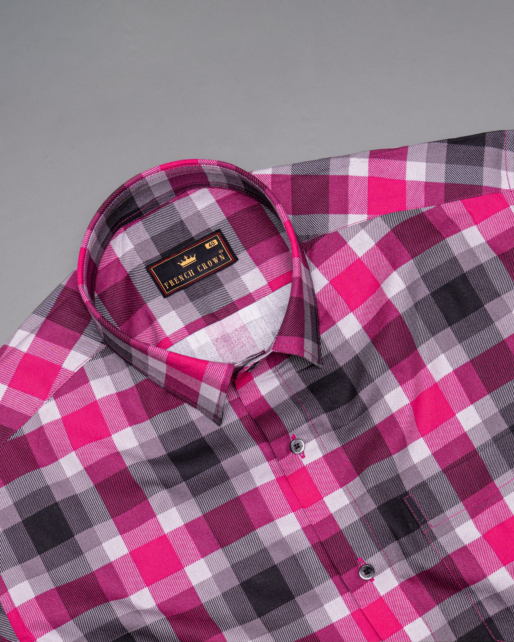 Ruby Pink with Jade Black and White Plaid Royal Oxford Shirt 5090-BLK-38, 5090-BLK-H-38, 5090-BLK-39, 5090-BLK-H-39, 5090-BLK-40, 5090-BLK-H-40, 5090-BLK-42, 5090-BLK-H-42, 5090-BLK-44, 5090-BLK-H-44, 5090-BLK-46, 5090-BLK-H-46, 5090-BLK-48, 5090-BLK-H-48, 5090-BLK-50, 5090-BLK-H-50, 5090-BLK-52, 5090-BLK-H-52