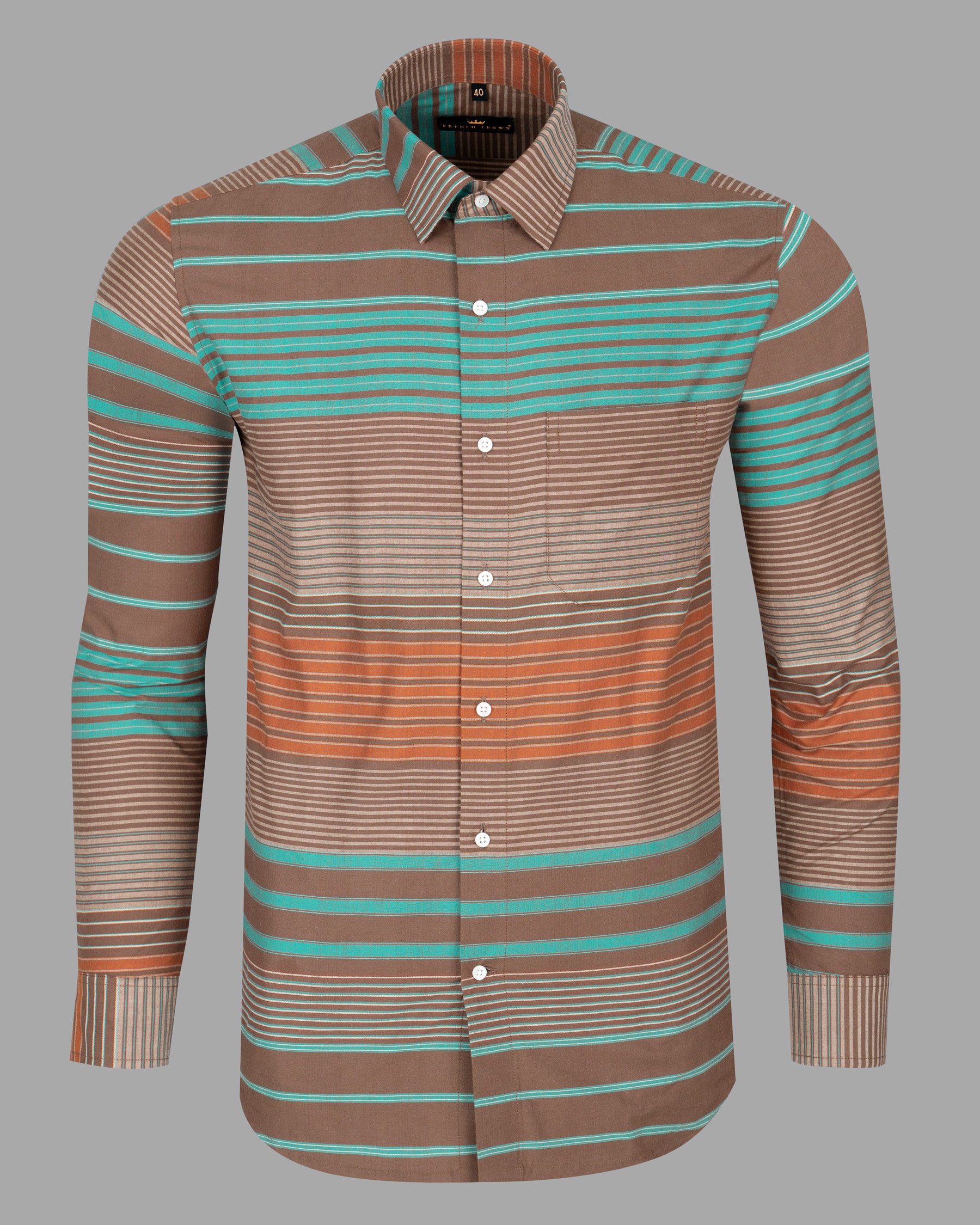 Spicy Mix Brown with Monte Carlo Blue Striped Dobby Textured Premium Giza Cotton Shirt 5156-38, 5156-H-38, 5156-39, 5156-H-39, 5156-40, 5156-H-40, 5156-42, 5156-H-42, 5156-44, 5156-H-44, 5156-46, 5156-H-46, 5156-48, 5156-H-48, 5156-50, 5156-H-50, 5156-52, 5156-H-52