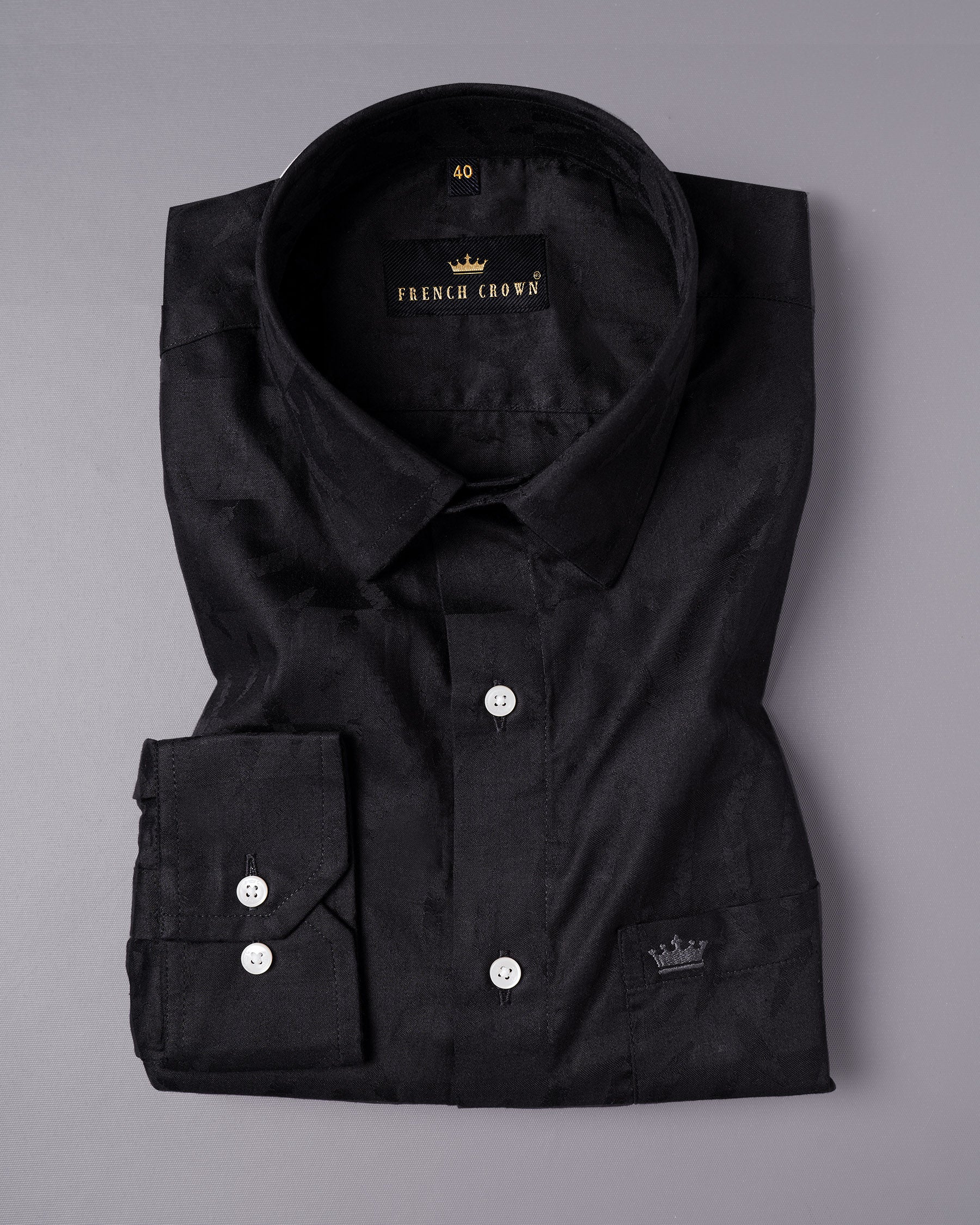 Jade Black Jacquard Textured Premium Giza Cotton Shirt 5169-38, 5169-H-38, 5169-39, 5169-H-39, 5169-40, 5169-H-40, 5169-42, 5169-H-42, 5169-44, 5169-H-44, 5169-46, 5169-H-46, 5169-48, 5169-H-48, 5169-50, 5169-H-50, 5169-52, 5169-H-52