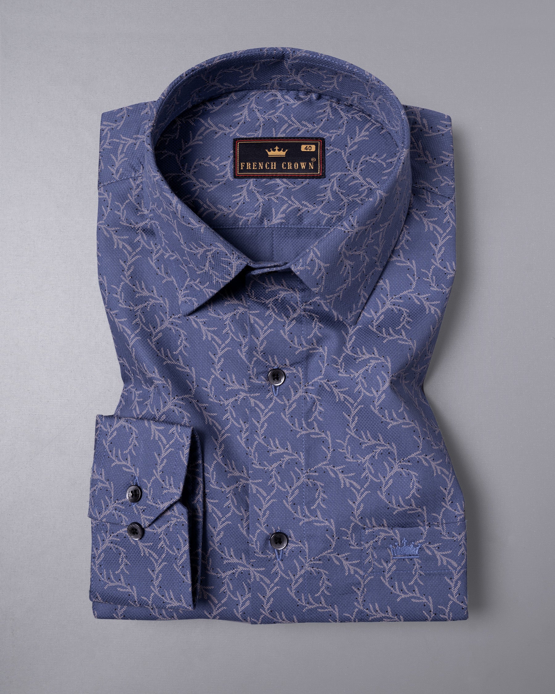 Waikava Blue leaves Printed Dobby Textured Premium Giza Cotton Shirt 5195-BLK-38, 5195-BLK-H-38, 5195-BLK-39, 5195-BLK-H-39, 5195-BLK-40, 5195-BLK-H-40, 5195-BLK-42, 5195-BLK-H-42, 5195-BLK-44, 5195-BLK-H-44, 5195-BLK-46, 5195-BLK-H-46, 5195-BLK-48, 5195-BLK-H-48, 5195-BLK-50, 5195-BLK-H-50, 5195-BLK-52, 5195-BLK-H-52