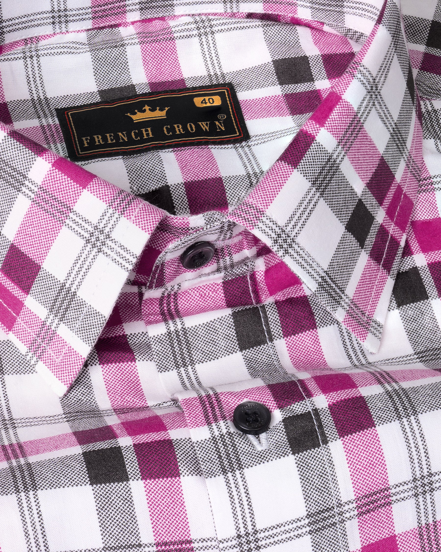 Bright White with Disco Pink and Jade Black Plaid Royal Oxford Shirt 5206-BLK-38, 5206-BLK-H-38, 5206-BLK-39, 5206-BLK-H-39, 5206-BLK-40, 5206-BLK-H-40, 5206-BLK-42, 5206-BLK-H-42, 5206-BLK-44, 5206-BLK-H-44, 5206-BLK-46, 5206-BLK-H-46, 5206-BLK-48, 5206-BLK-H-48, 5206-BLK-50, 5206-BLK-H-50, 5206-BLK-52, 5206-BLK-H-52