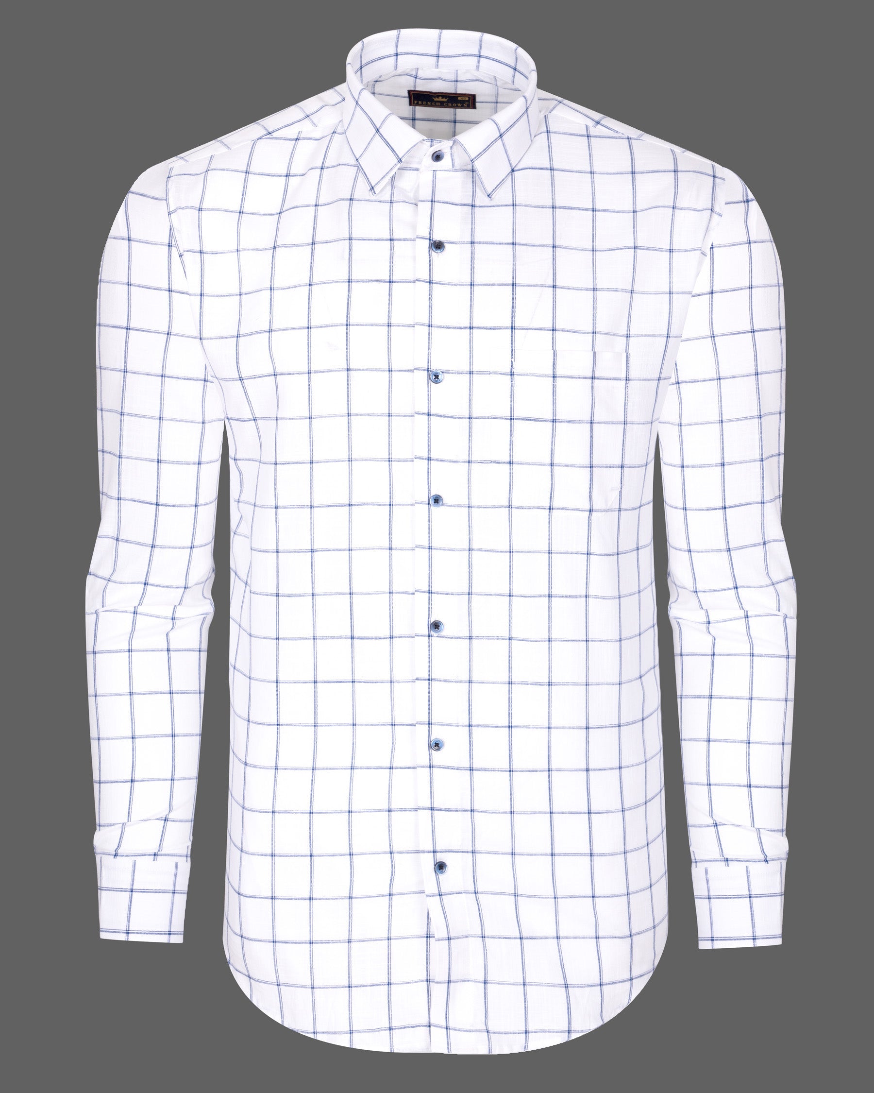 Bright White with Cobalt Blue Windowpane Luxurious Linen Shirt 5250-BLE-38, 5250-BLE-H-38, 5250-BLE-39, 5250-BLE-H-39, 5250-BLE-40, 5250-BLE-H-40, 5250-BLE-42, 5250-BLE-H-42, 5250-BLE-44, 5250-BLE-H-44, 5250-BLE-46, 5250-BLE-H-46, 5250-BLE-48, 5250-BLE-H-48, 5250-BLE-50, 5250-BLE-H-50, 5250-BLE-52, 5250-BLE-H-52